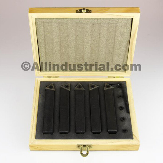3/4" 5 Pc Indexable Carbide Insert Turning Tool Bit Lathe Set C6 Chipbreaker