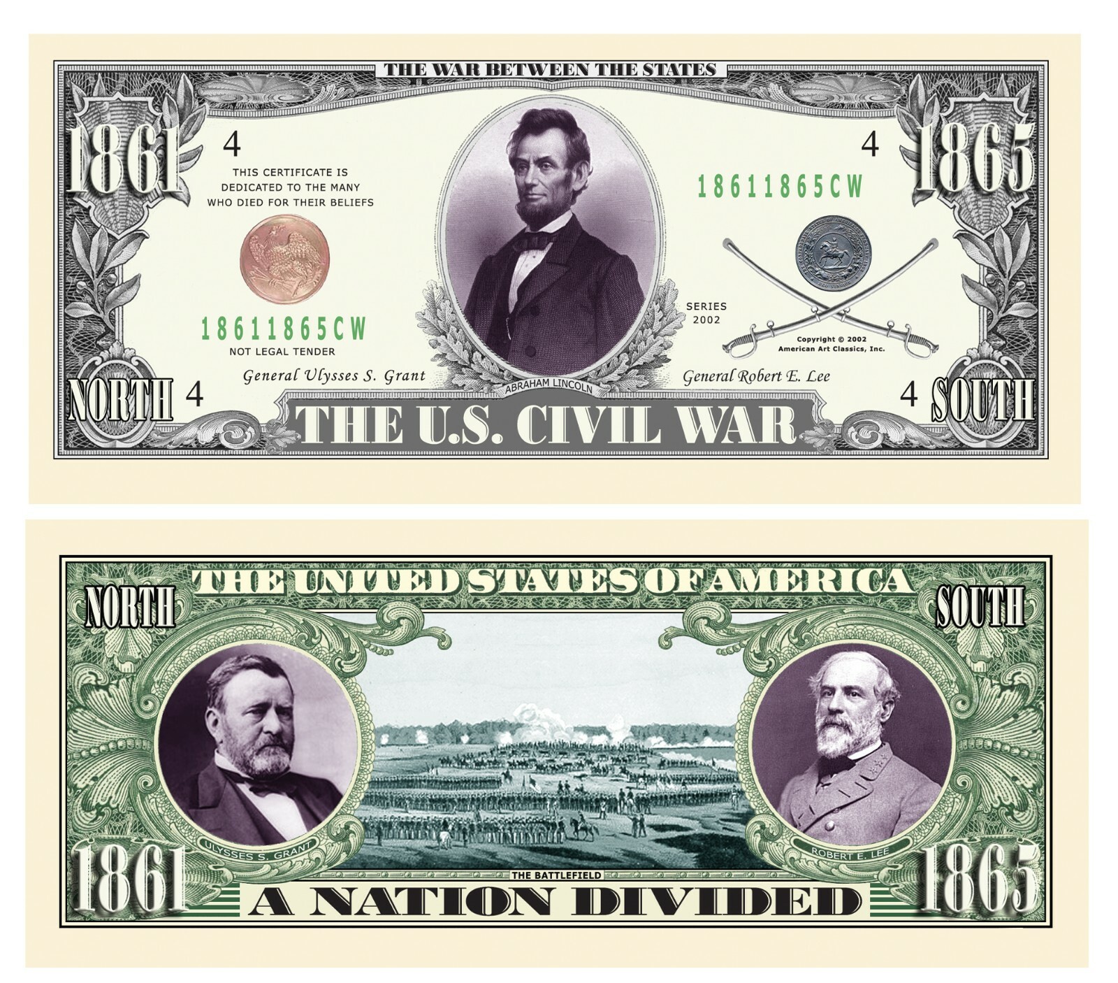 US Civil War Novelty Money Bill - Pack of 1000 Bills - Civil War Re-Enactment
