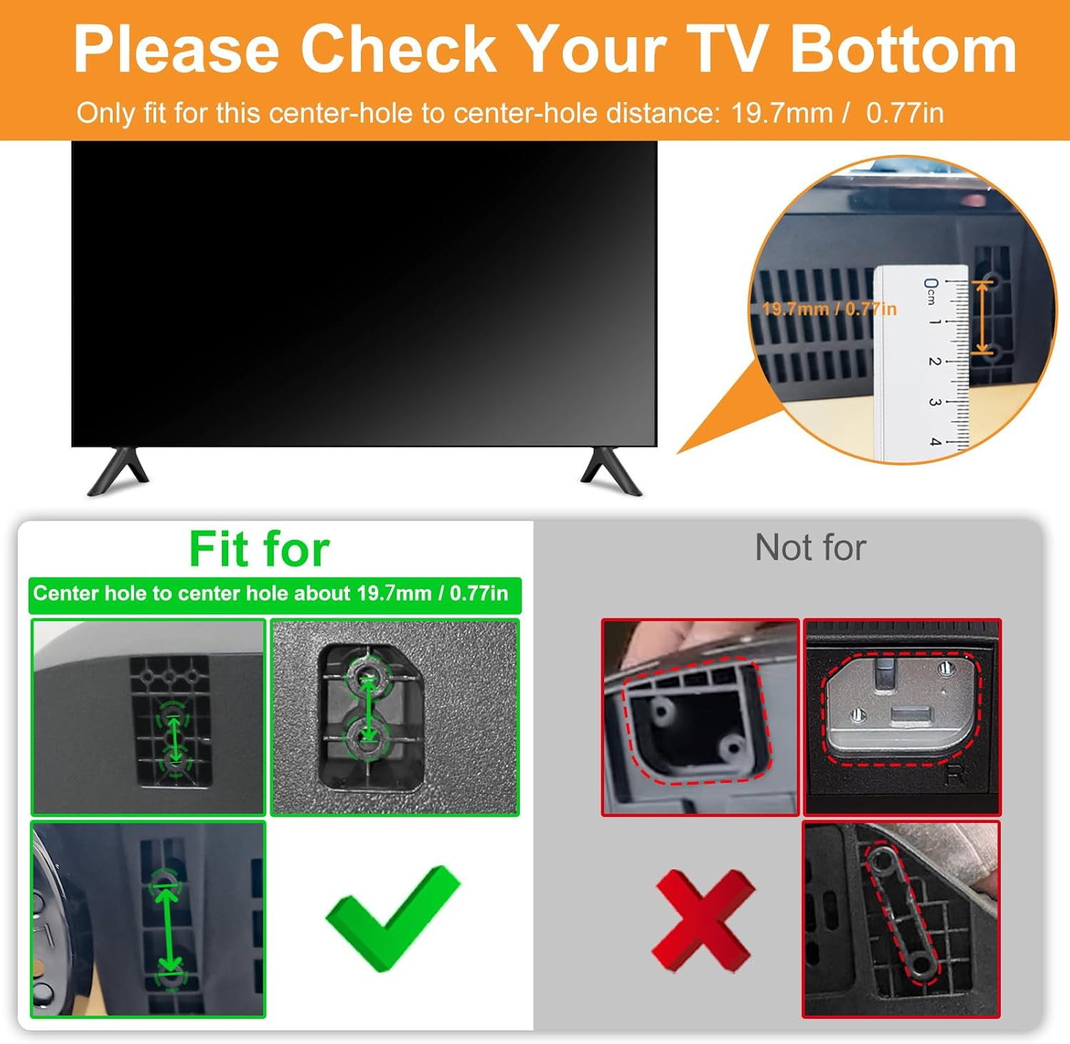 TV Stand Legs for Onn Smart Tv - Only for 42" 50" TV 100068372 100007147 with Sc