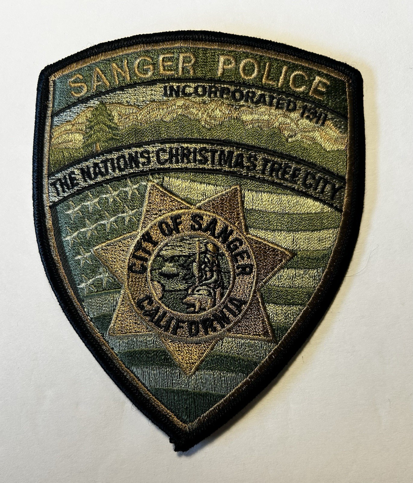CALIFORNIA CA SANGER POLICE DEPT PATCH SUBDUED SWAT FRESNO COUNTY #PDD34