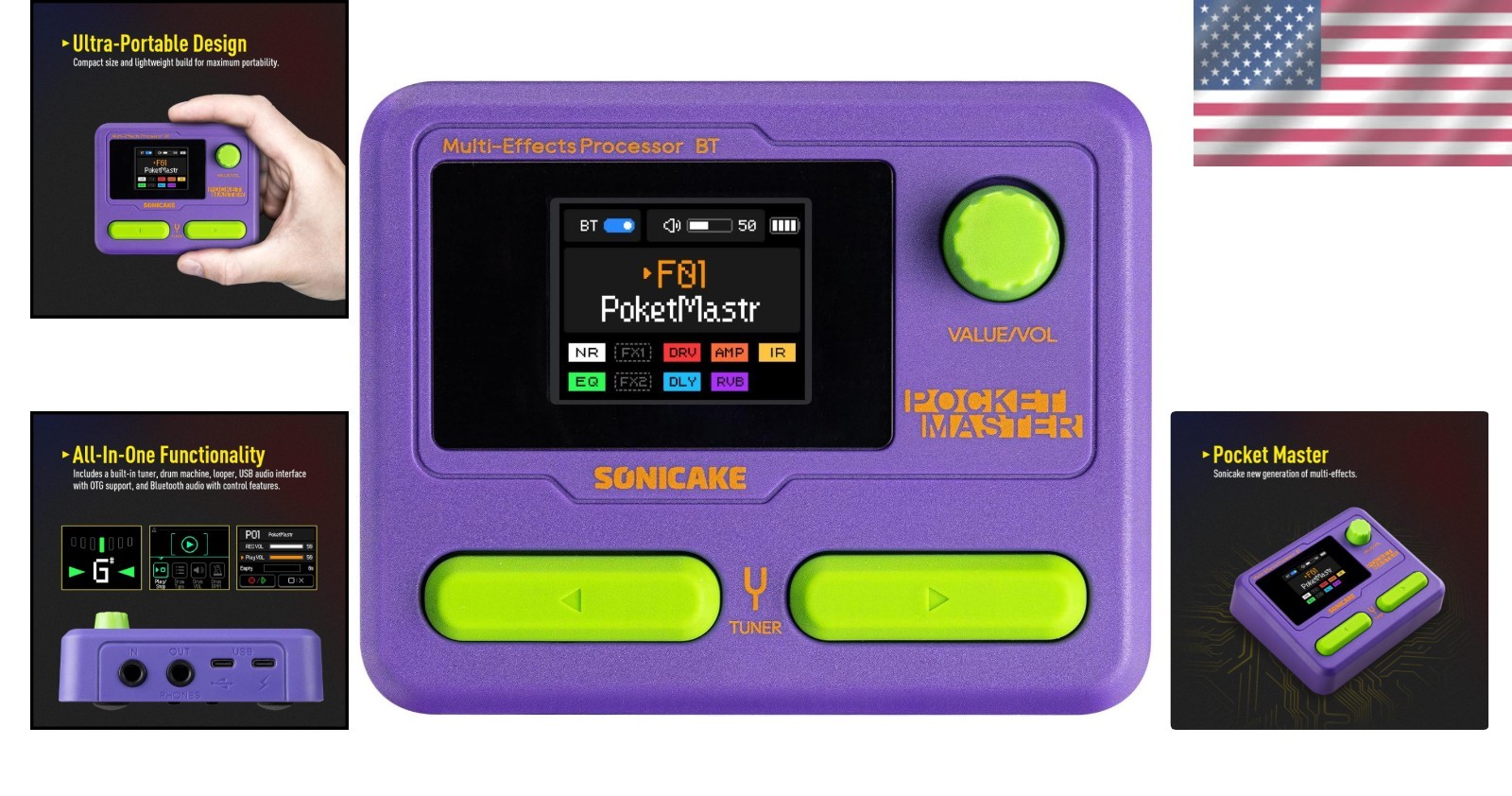 Purple Multi Effects Pedal, USB Audio Interface