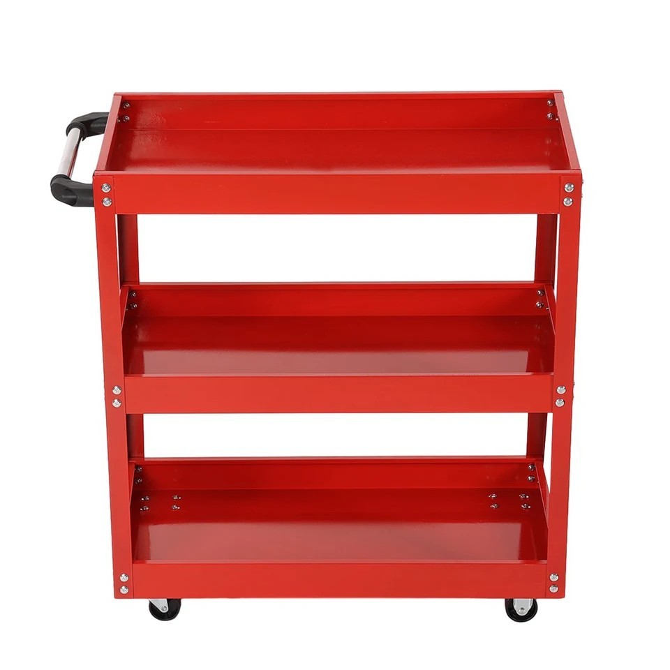 MULTIPURPOSE WORKSHOP TOOL TROLLEY TOOL HOLDER 3 SHELVES WITH WHEELS