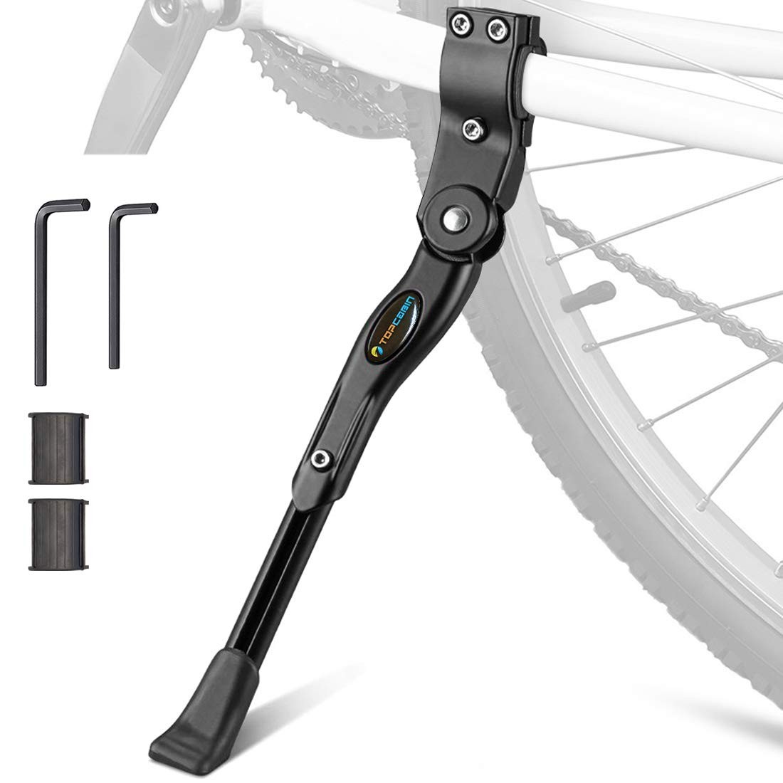 Bike Kickstand Adjustable Aluminium Alloy Black for 22-24-26-27-28 inch bike