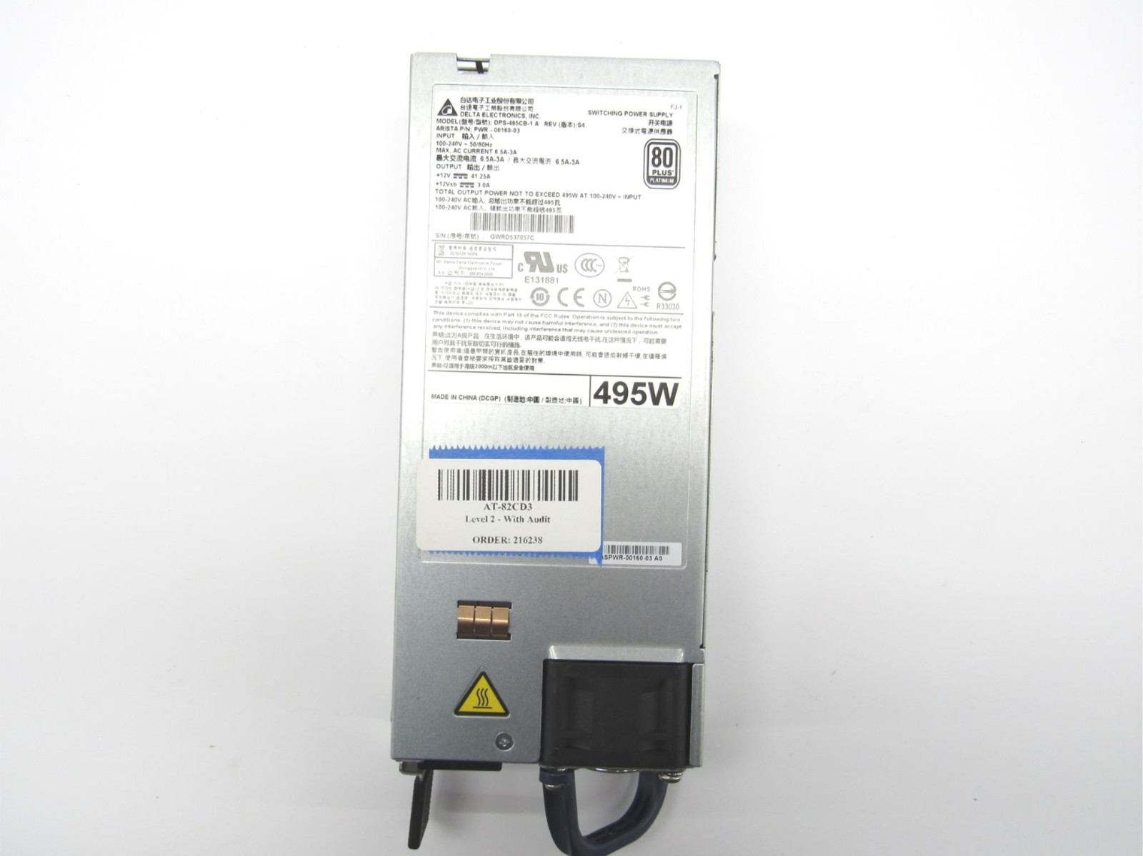 Arista PWR-00160-03 Delta DPS-495CB A 495W Switching Power Supply Blue - R to F