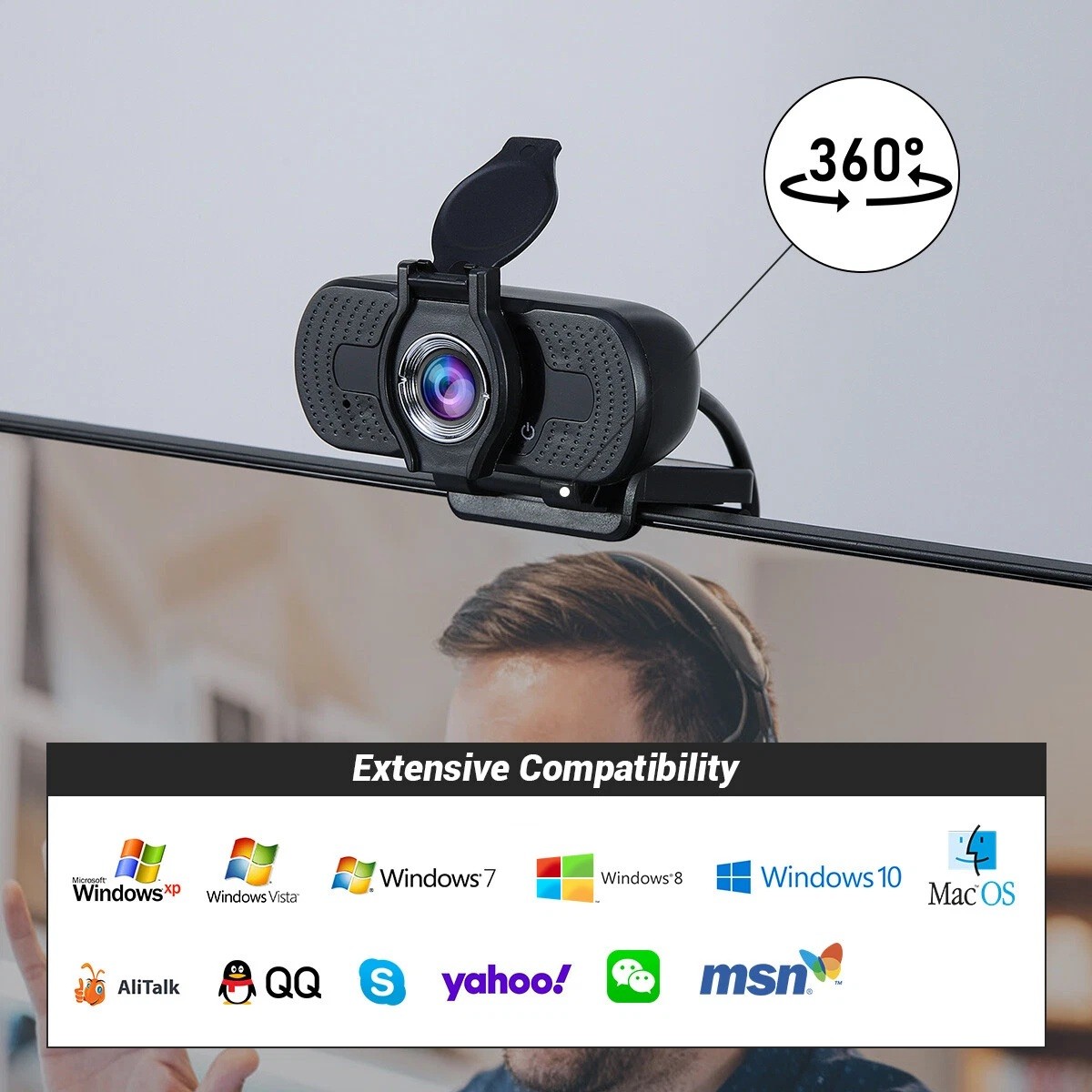 1080P USB 2.0 Webcam for PC Desktop & Laptop Web Camera with Microphone Full HD