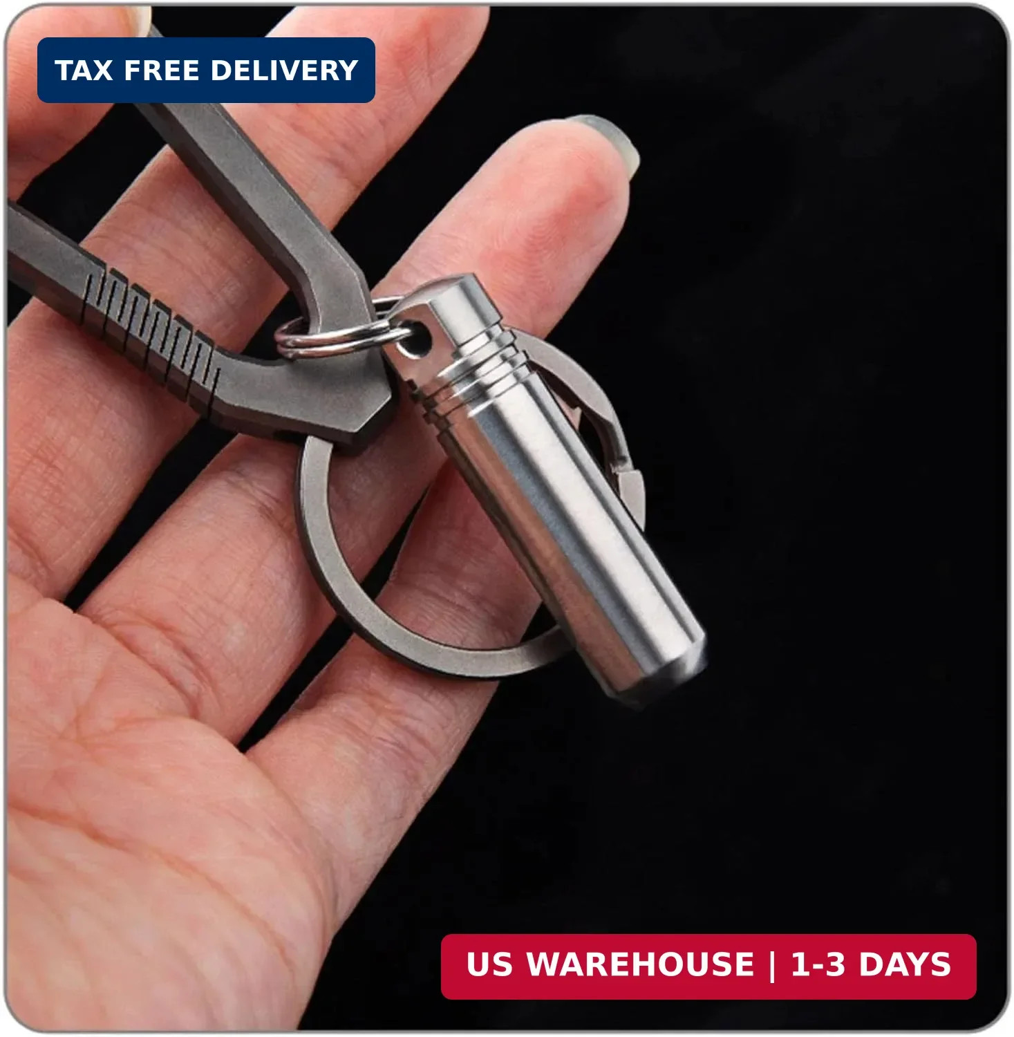 Titanium Pill Holder Keychain, Waterproof Portable Pill Organizer Container for