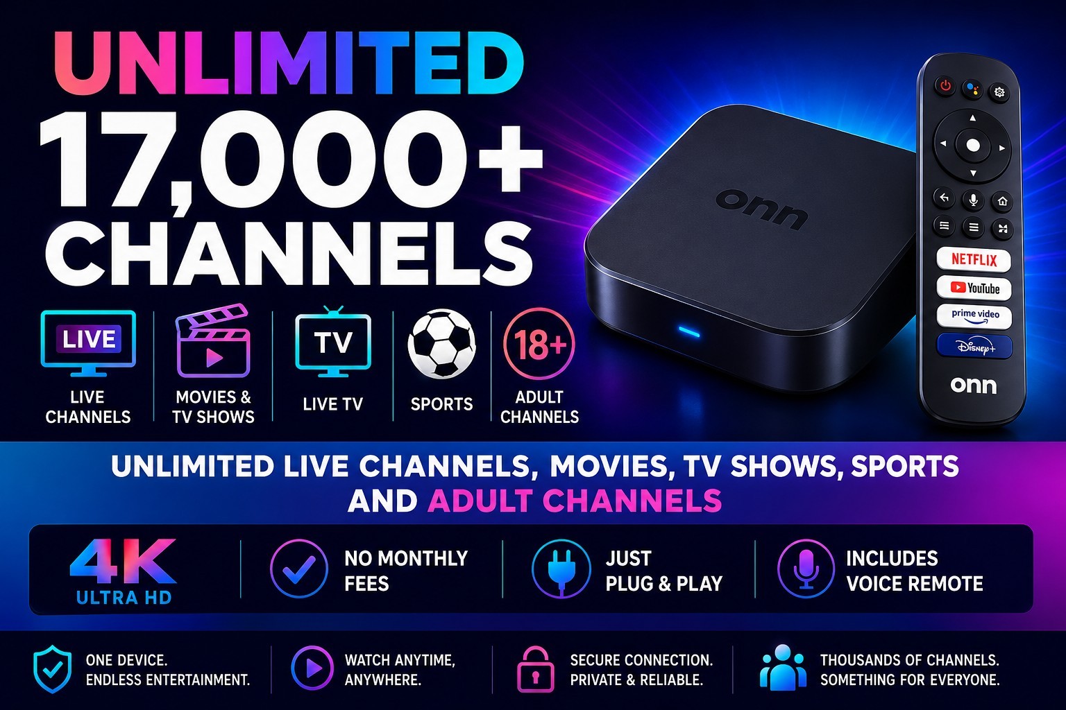 UNLOCKED!! 4K PLUS Streaming Device Google BLACK Box.