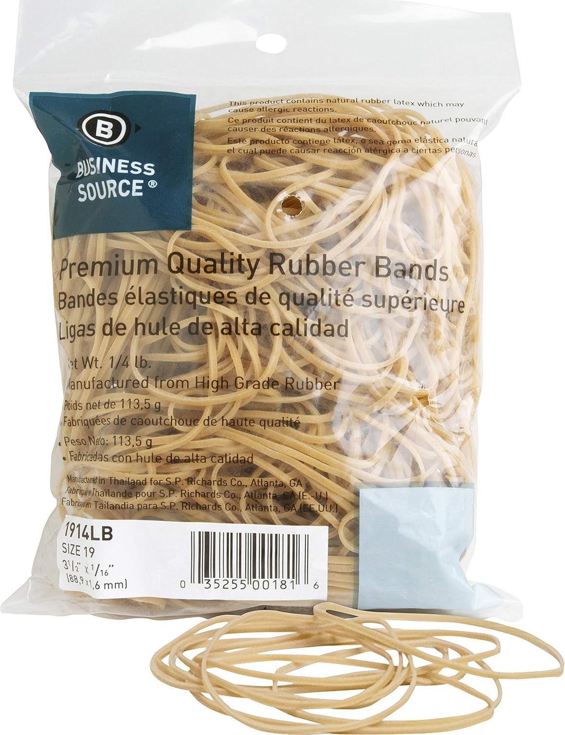Sustainable 1914LB Natural Rubber Bands, 425 Count - Ideal for Industrial Needs