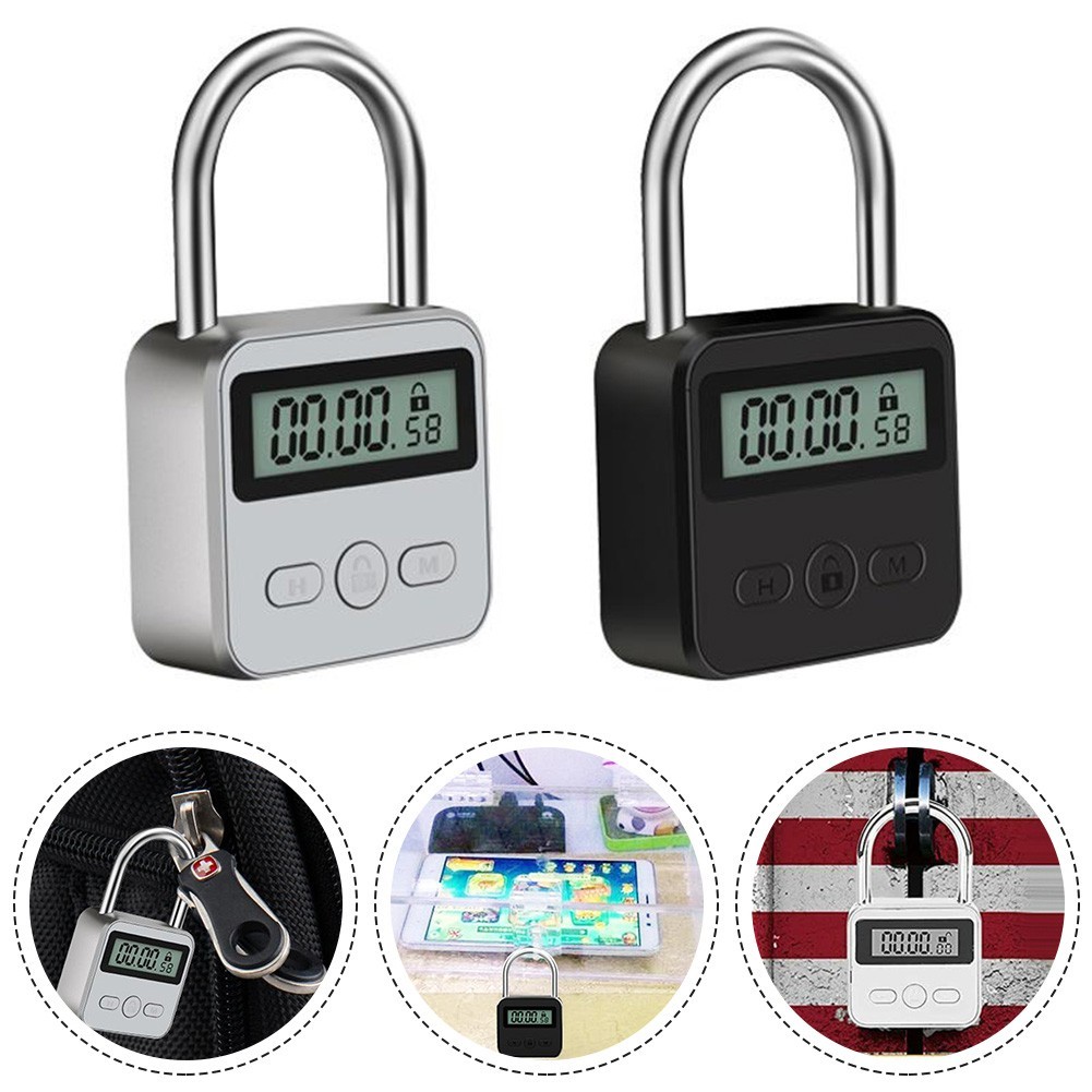 Timing Padlock Metal Timer Lock 99 Hours Max Digital Electronic Home Security