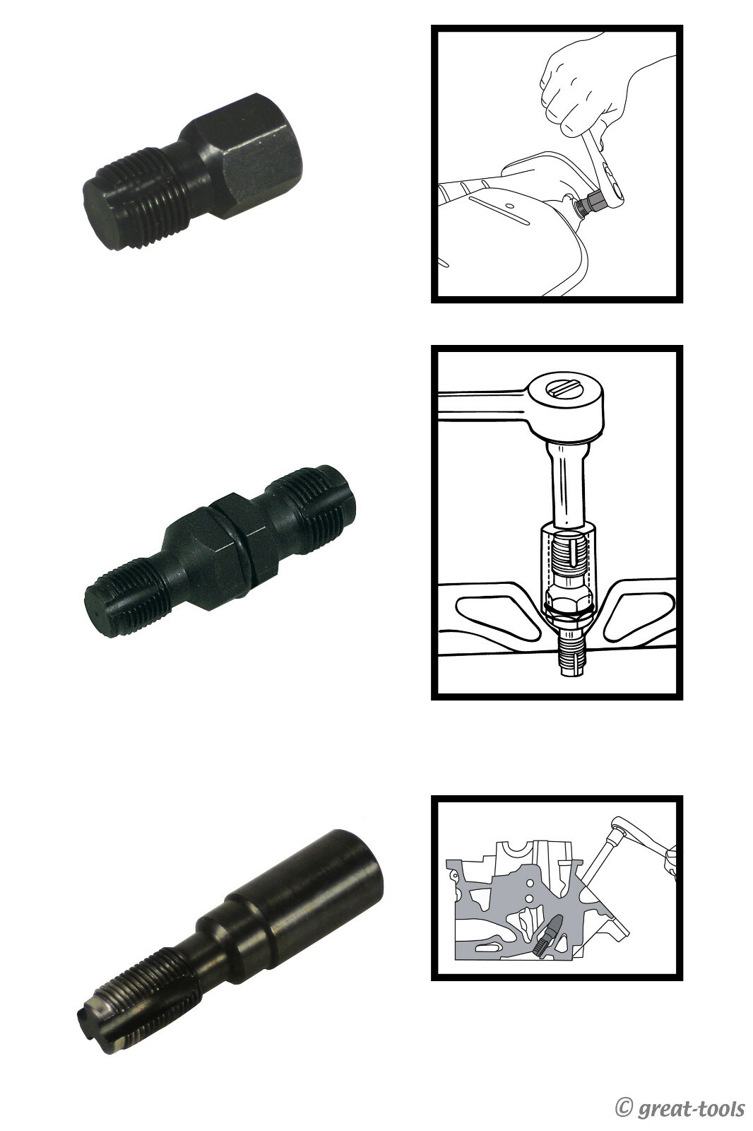 LISLE TOOLS AUTOMOTIVE THREAD CHASER SET – spark plug O2 oxygen sensor – threads
