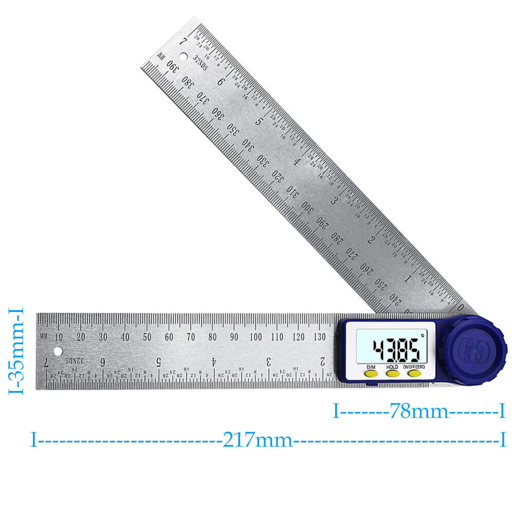 360° Electronic Digital Angle Finder 400mm Protractor Ruler LCD With batteries