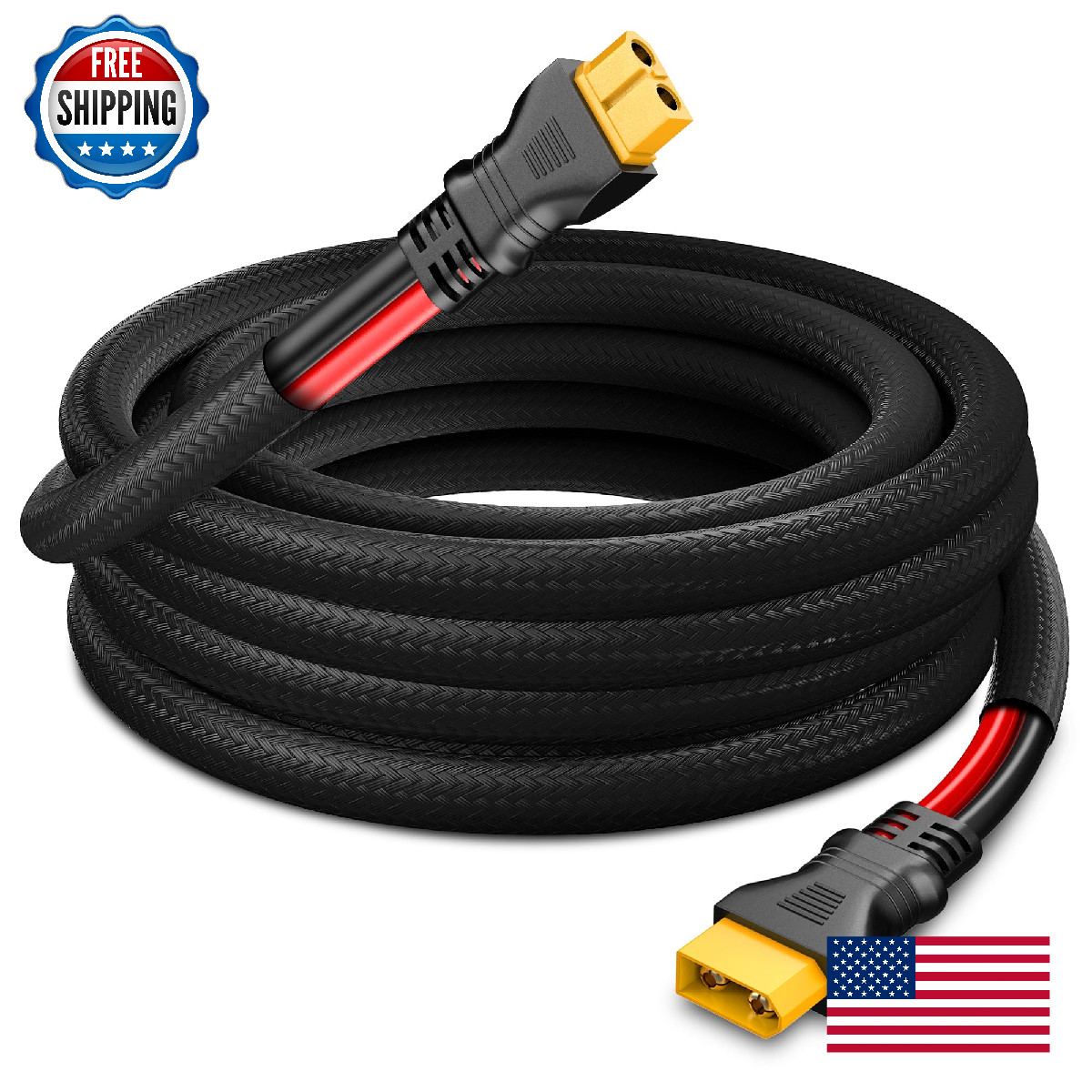 Naponal 10ft XT60 Extension Cable 12AWG Male to Female Flame Retardant RC Power