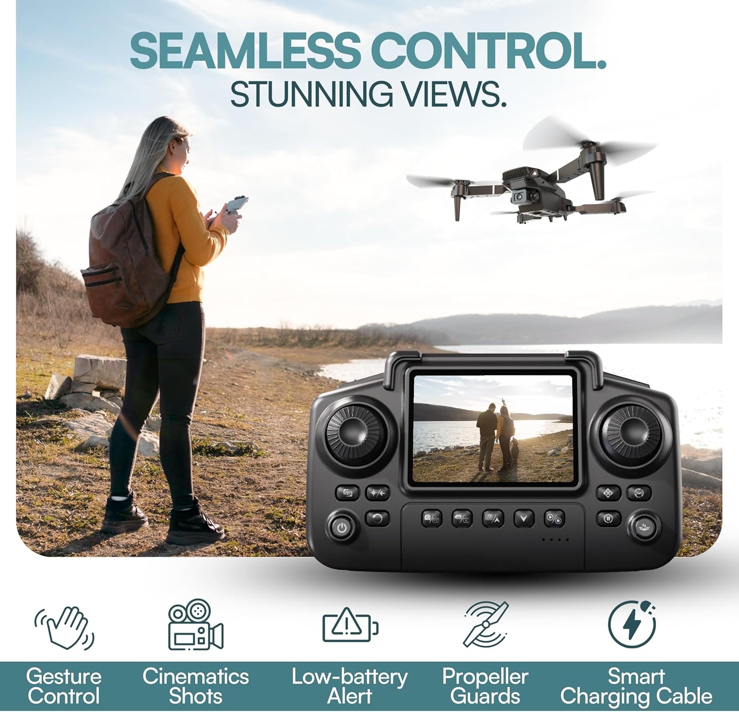 4K HD Drone Dual Camera WiFi FPV Foldable Quadcopter RC with Screen Remote