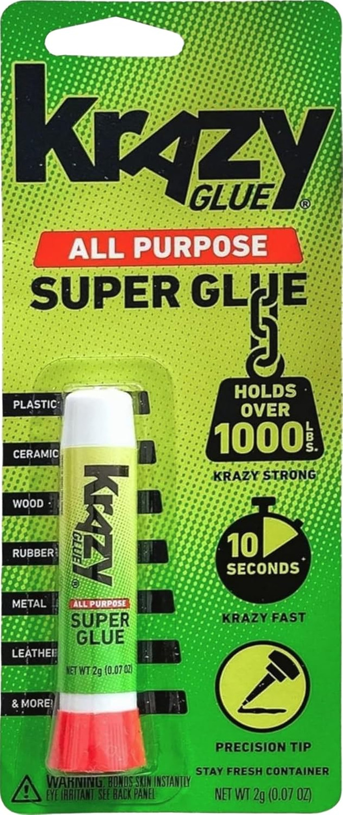 KG58548R All-Purpose 0.07 Oz Super Glue Tube; Great for Everyday Household Re...