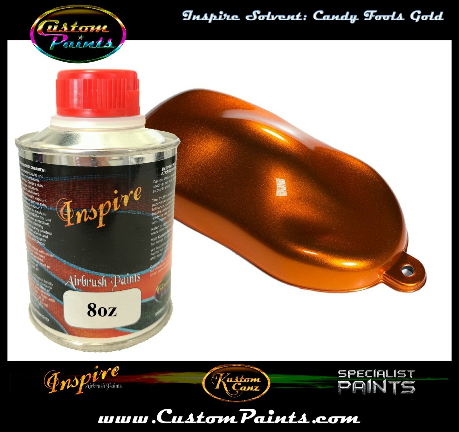 INSPIRE AIRBRUSH CANDY FOOLS GOLD 8oz (SOLVENT), CUSTOM PAINT, HOK, ARTIST