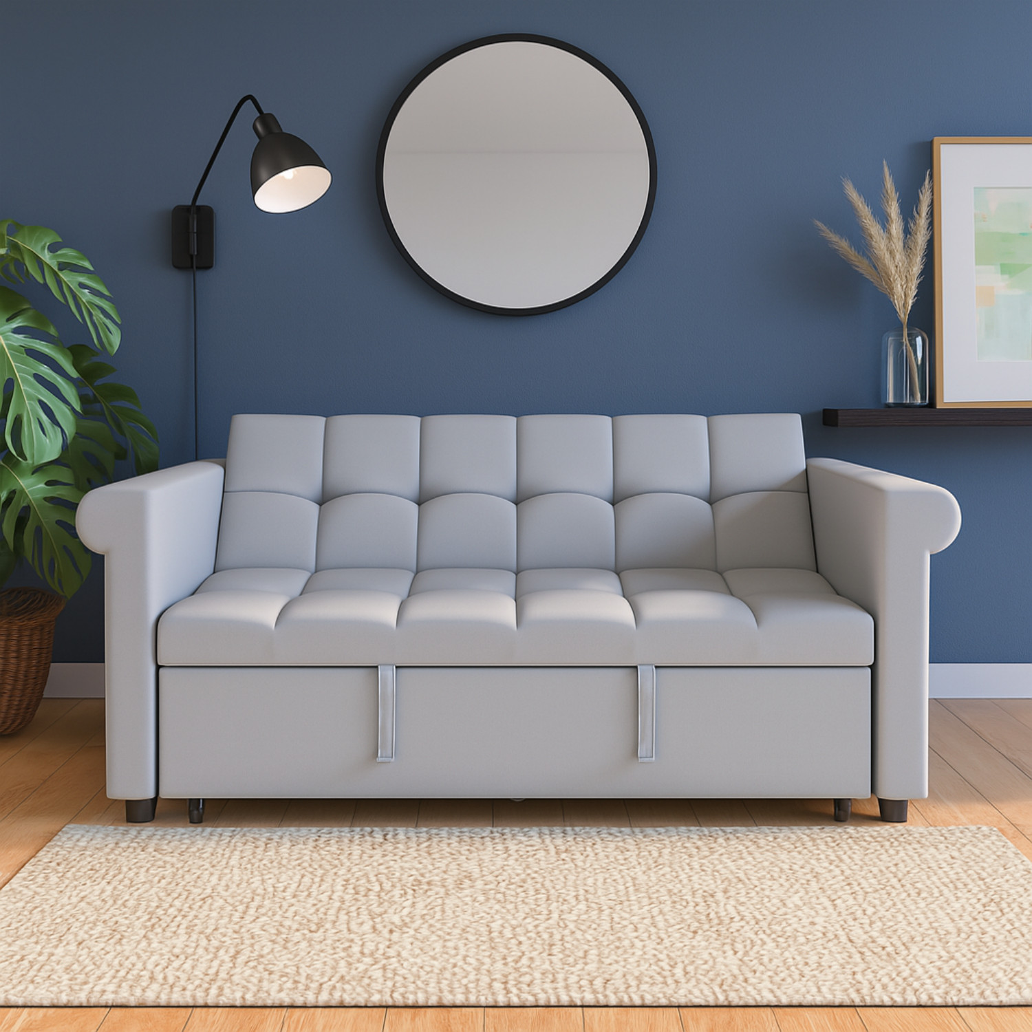 Convertible Sleeper Sofa Bed Modern Velvet Loveseat Sofa Couch with Pull Out Bed