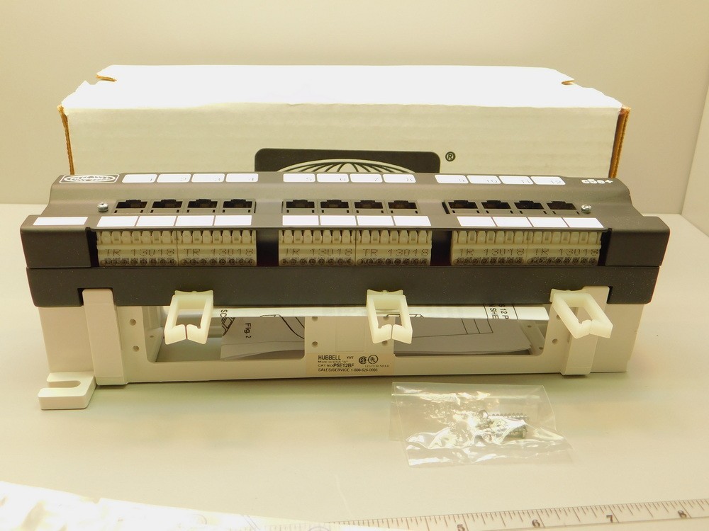 Hubbell P5E12BF 12-Port Speedgain Front Access Patch Panel C5E+ T568B Wired