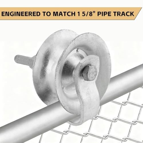 Heavy Duty 5" Sliding Gate Rollers - Galvanized Steel Track Roller for 1 5/8" Pi
