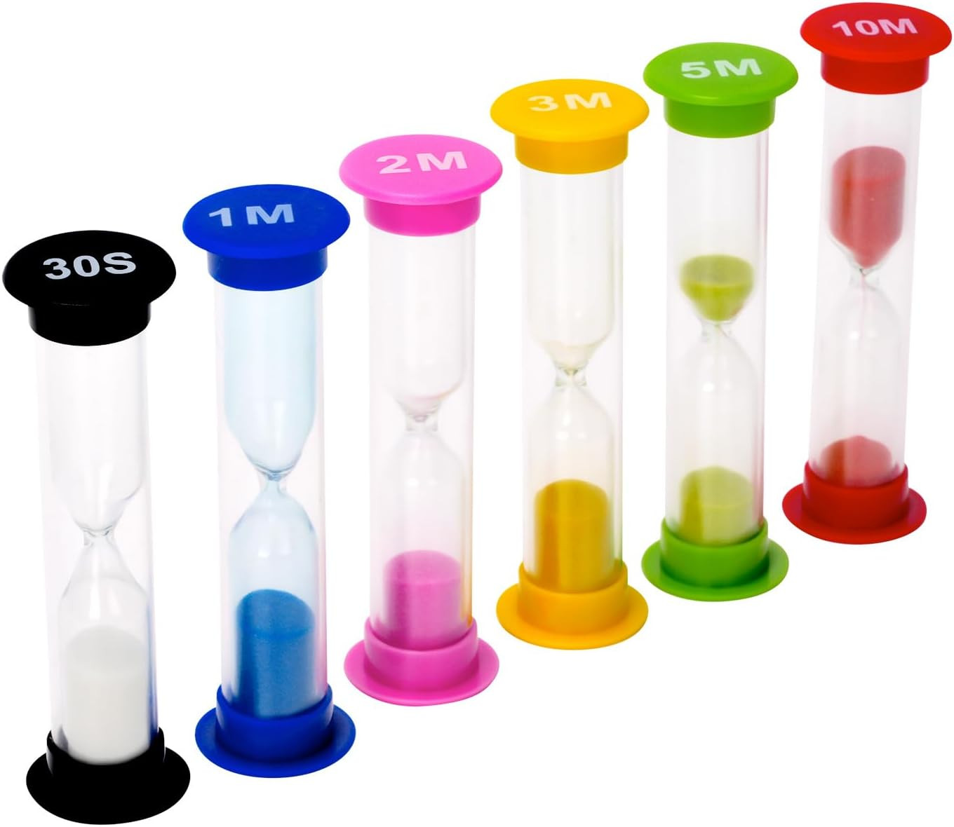 Plastic Sand Timer Set - 6 Pack (30 Sec to 10 Mins)