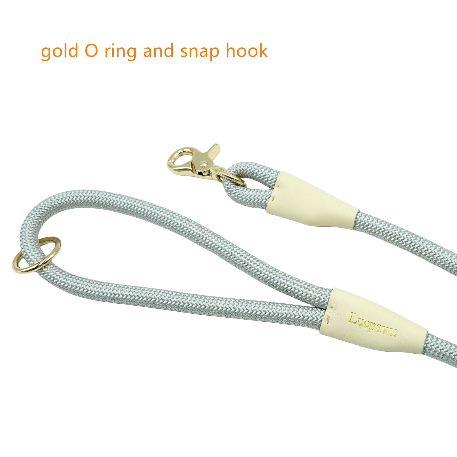 Lobster Snap Pet Leash 5FT Special Strong Nylon Rope Solid Color Grey 10mm