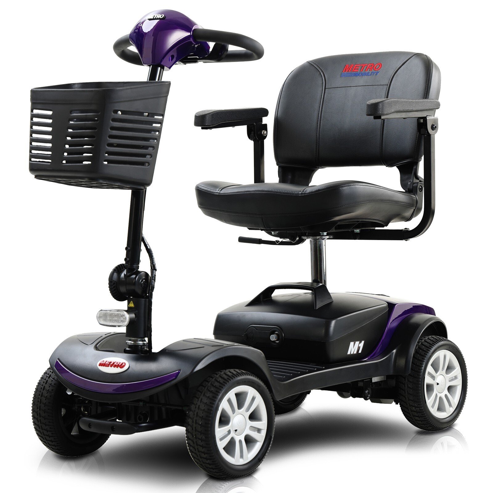 LED Foldable Electric Powered Mobility Scooter 4 Wheels ,Metro M1 Dark Purple