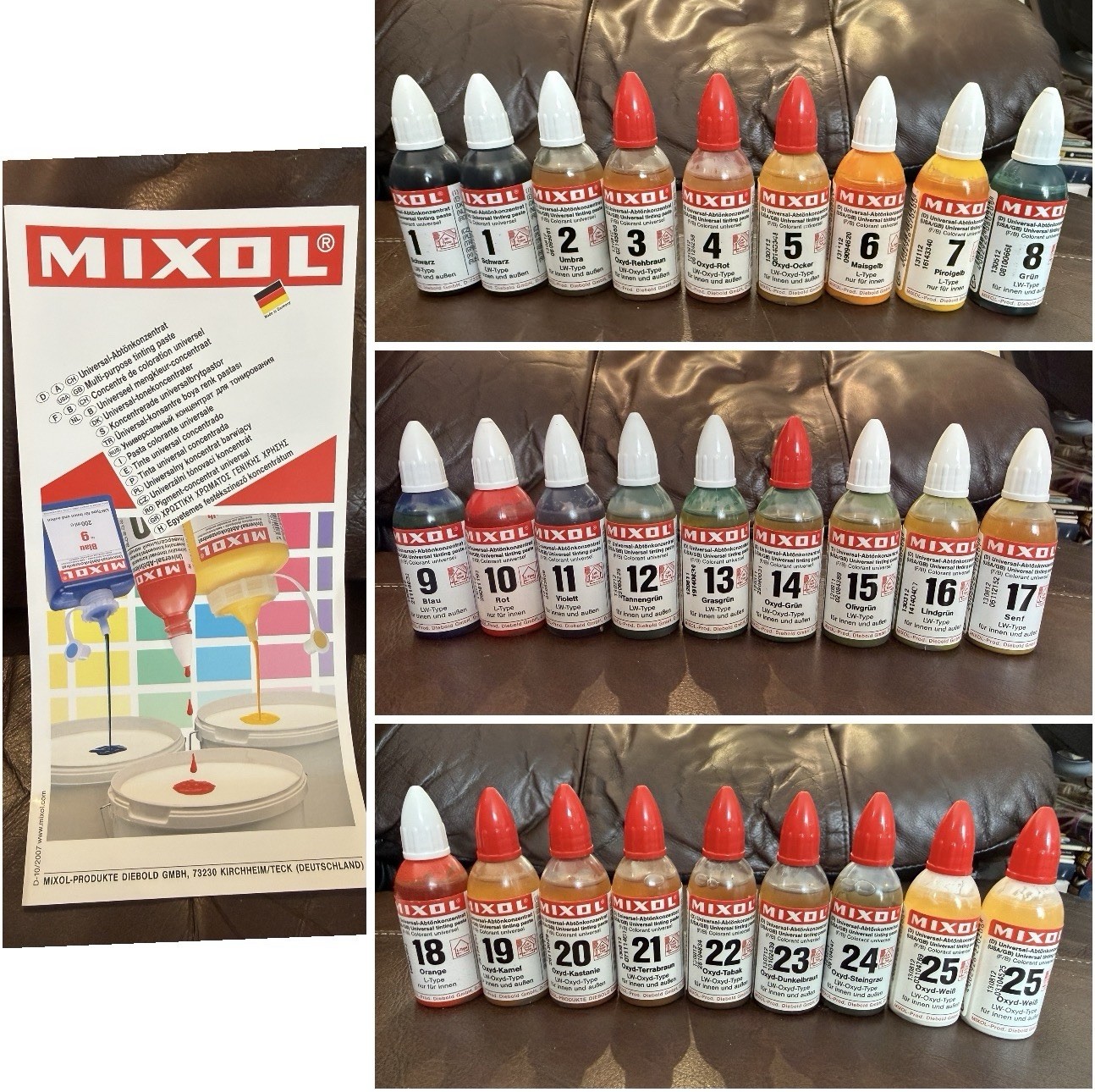 Lot 27 Bottles MIXOL Multipurpose Tinting Paste Universal Paint Colorant 20 ml