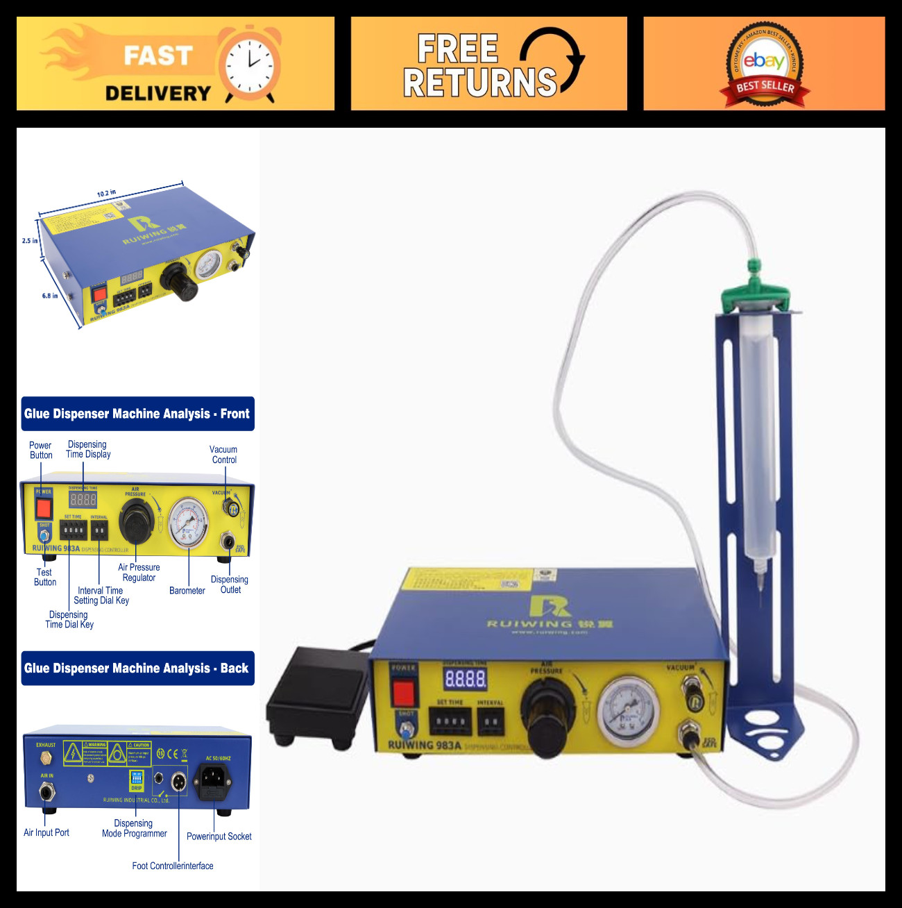 Automatic Glue Dispenser 110V - Digital Display, Adjustable Solder Paste & Adhes
