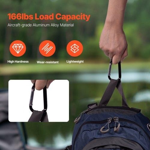10 PCS Black Carabiner Caribeaner Clip Spring Snap Hook for Keychain Clip