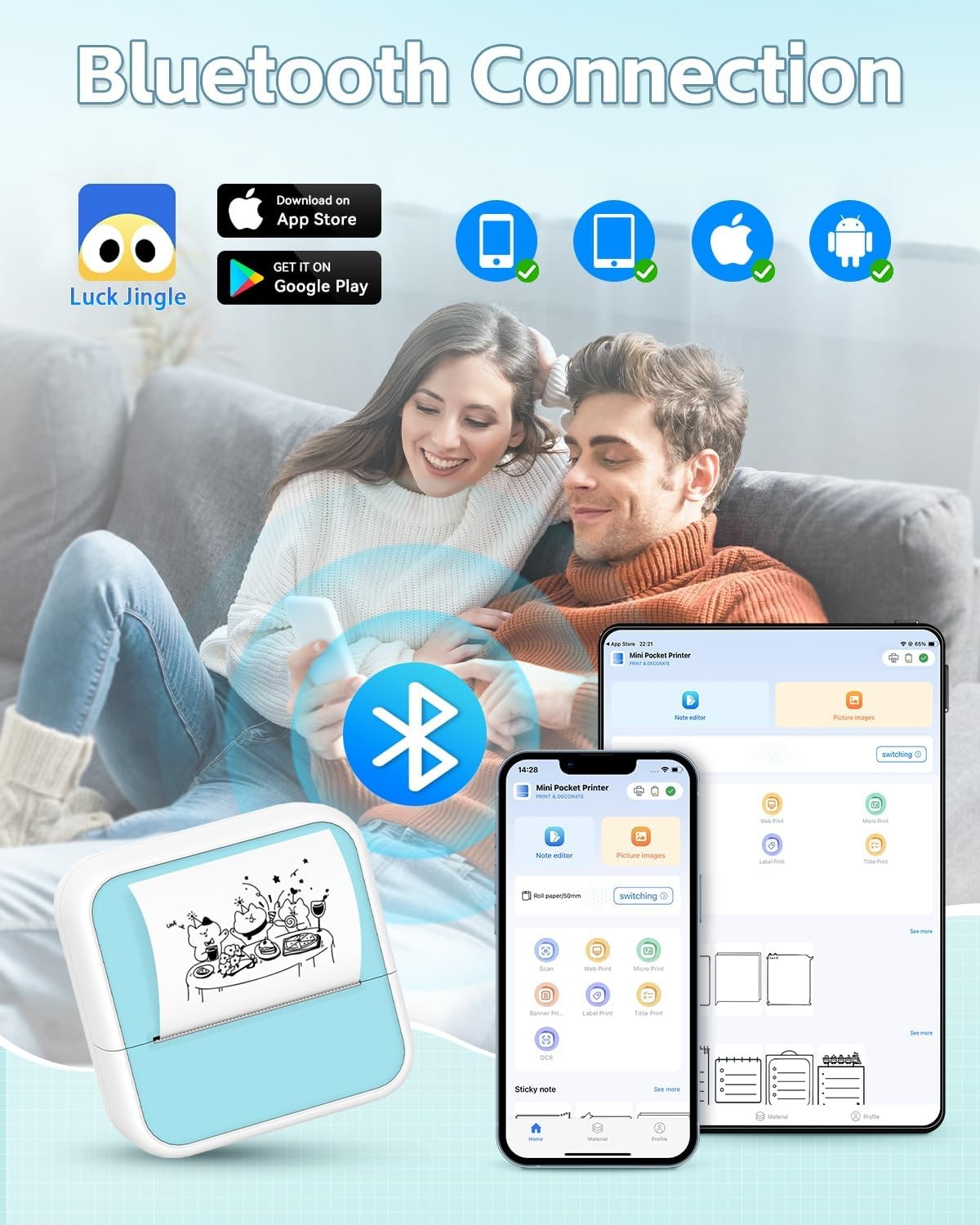 Phomemo Sticker Printer - Printpods Mini Printer with Stickers, Print Pod Xmas