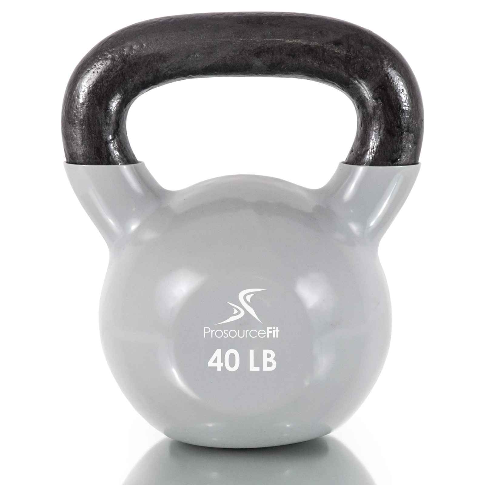 Vinyl Coated Cast Iron Kettlebells for Full Body Fitness Workouts, 40 lb, Gray