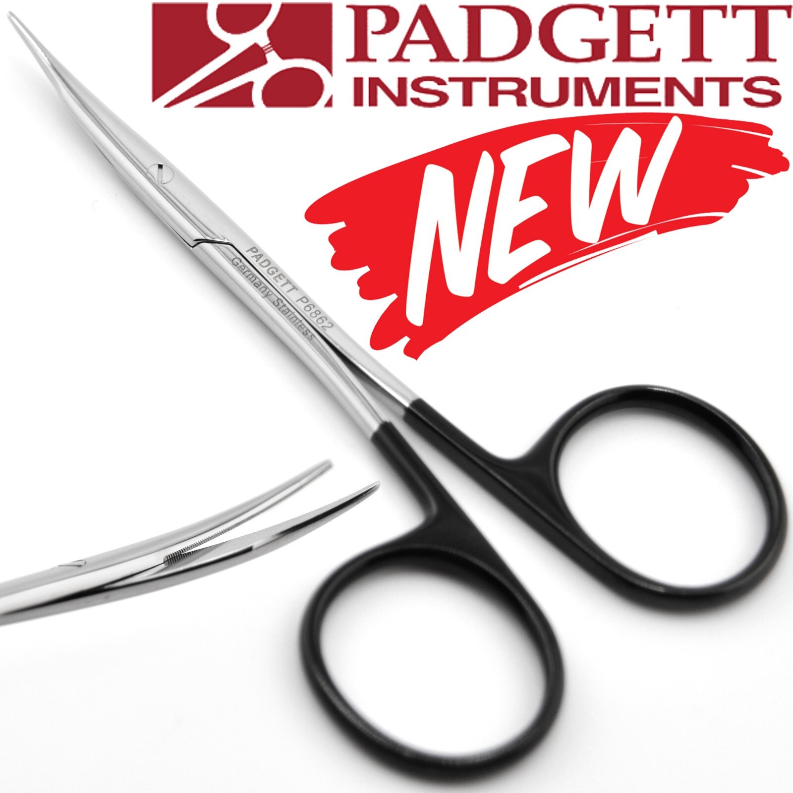 Padgett P6862 Surgical Curved Face Lift Supercut Plastic-Jabaley Scissors 4.25"