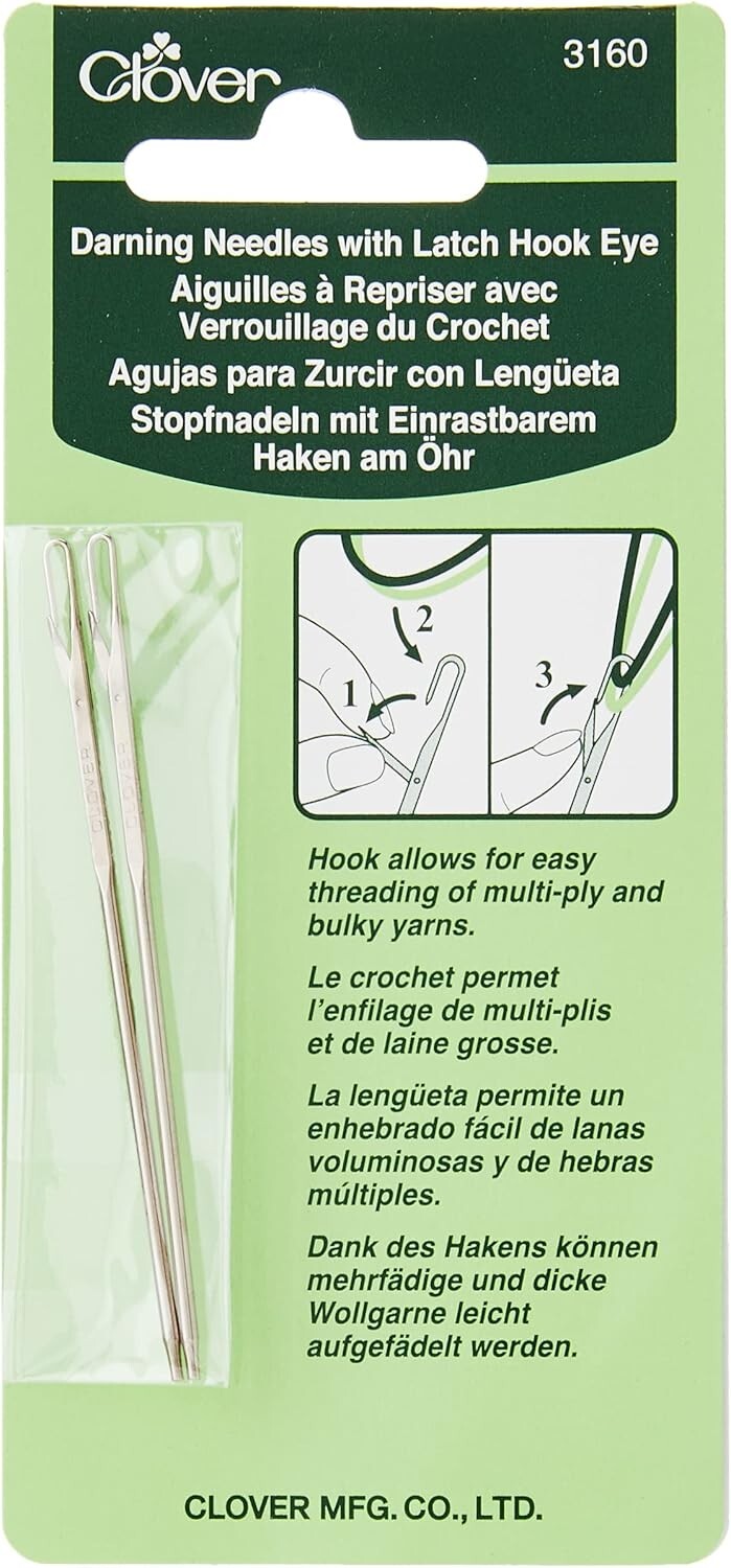 3160 Darning Needles with Latch Hook, Eye, 2-Piece NEW