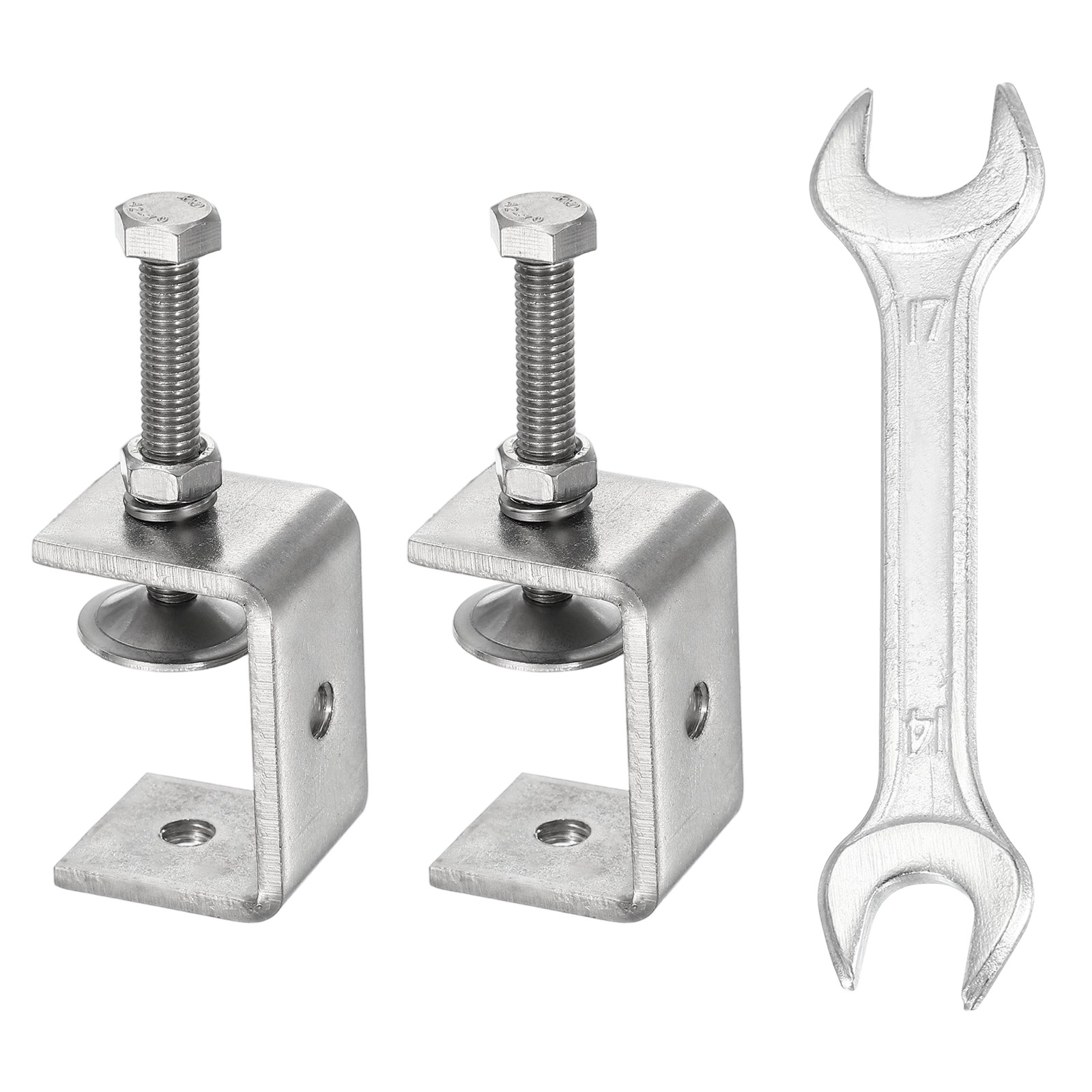 2Pcs 304 Stainless Steel C Clamps Mini 1-3/4" (45mm) Opening Galvanized U Clamp