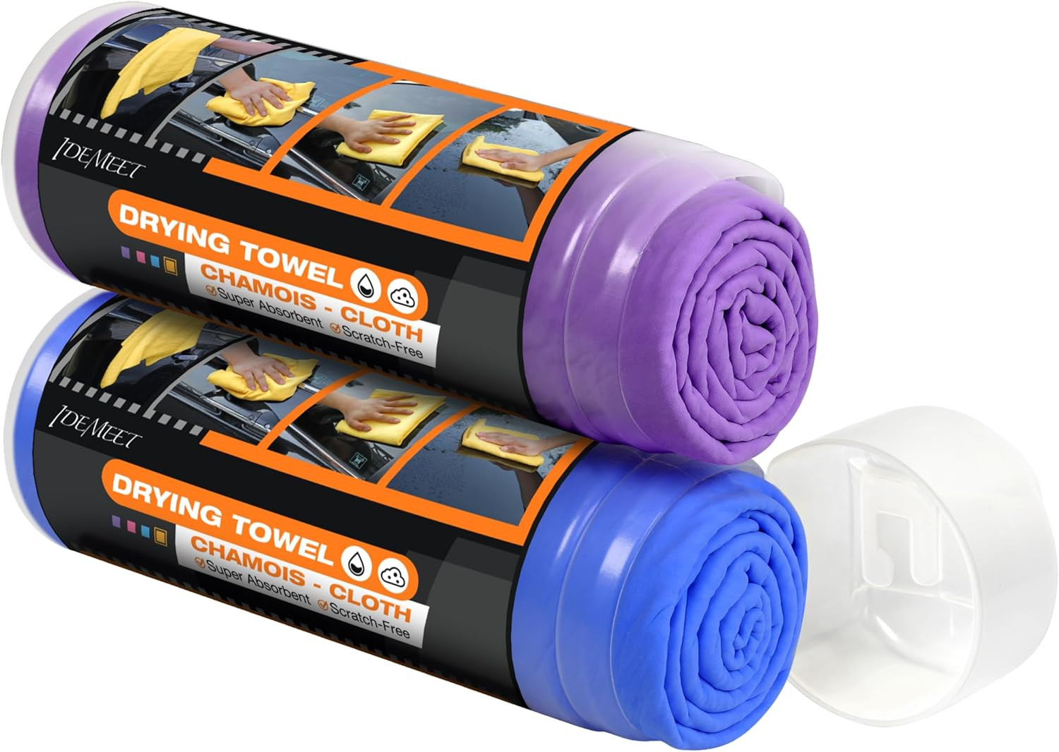 2-Pack Shammy Car Drying Towel 26"x17" Super Absorbent Chamois Cloth