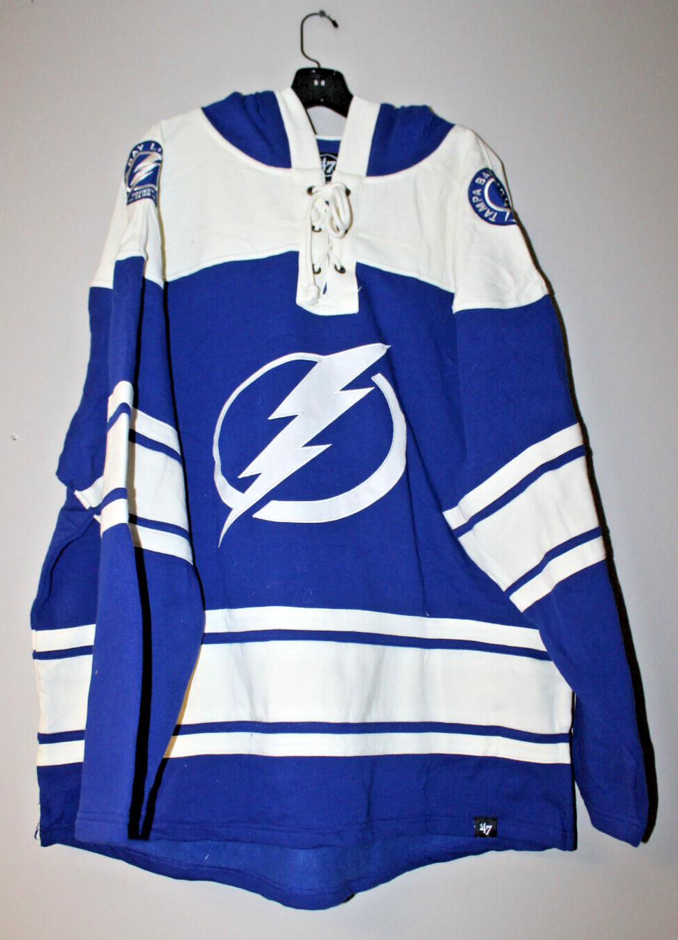 New Tampa Bay Lightning old time jersey style mid weight cotton hoodie men's XXL