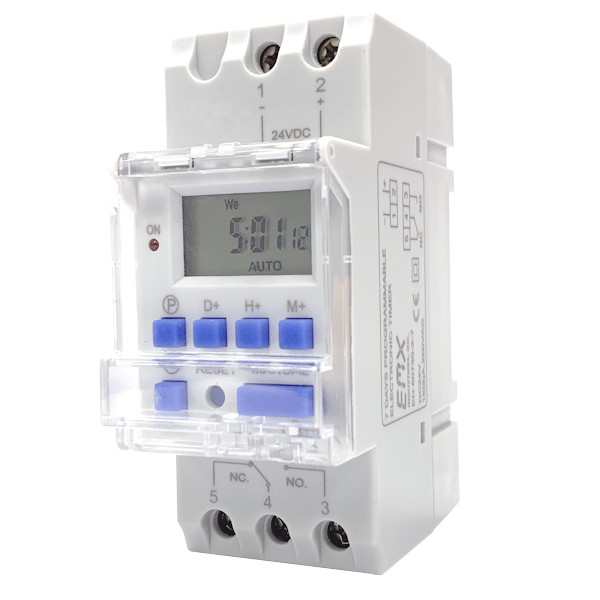 EMX PTM-12 12V Programmable Seven Day Timer DIN Rail Mount Memory BackUp