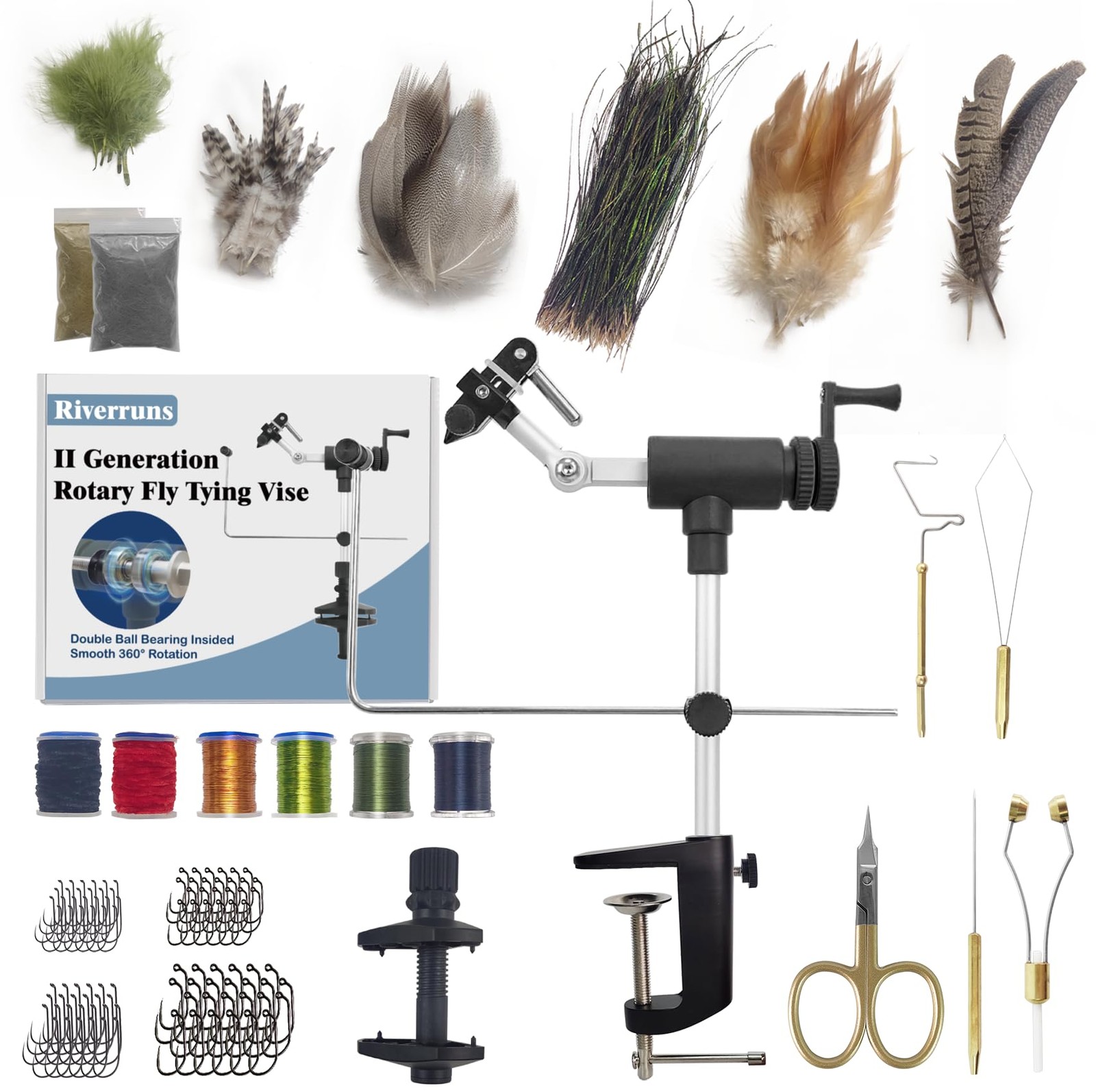 Aventik MicroGrip II Generation Rotary Fly Tying Vise – Complete Vise, Black