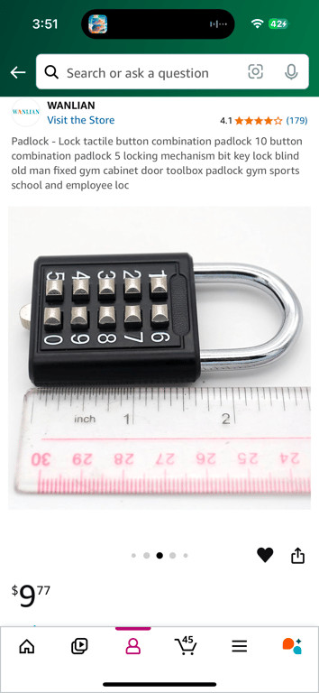MroMax 1Pcs 10-Digit Combination Padlock Push Button Lock for Locker Gym, Case,