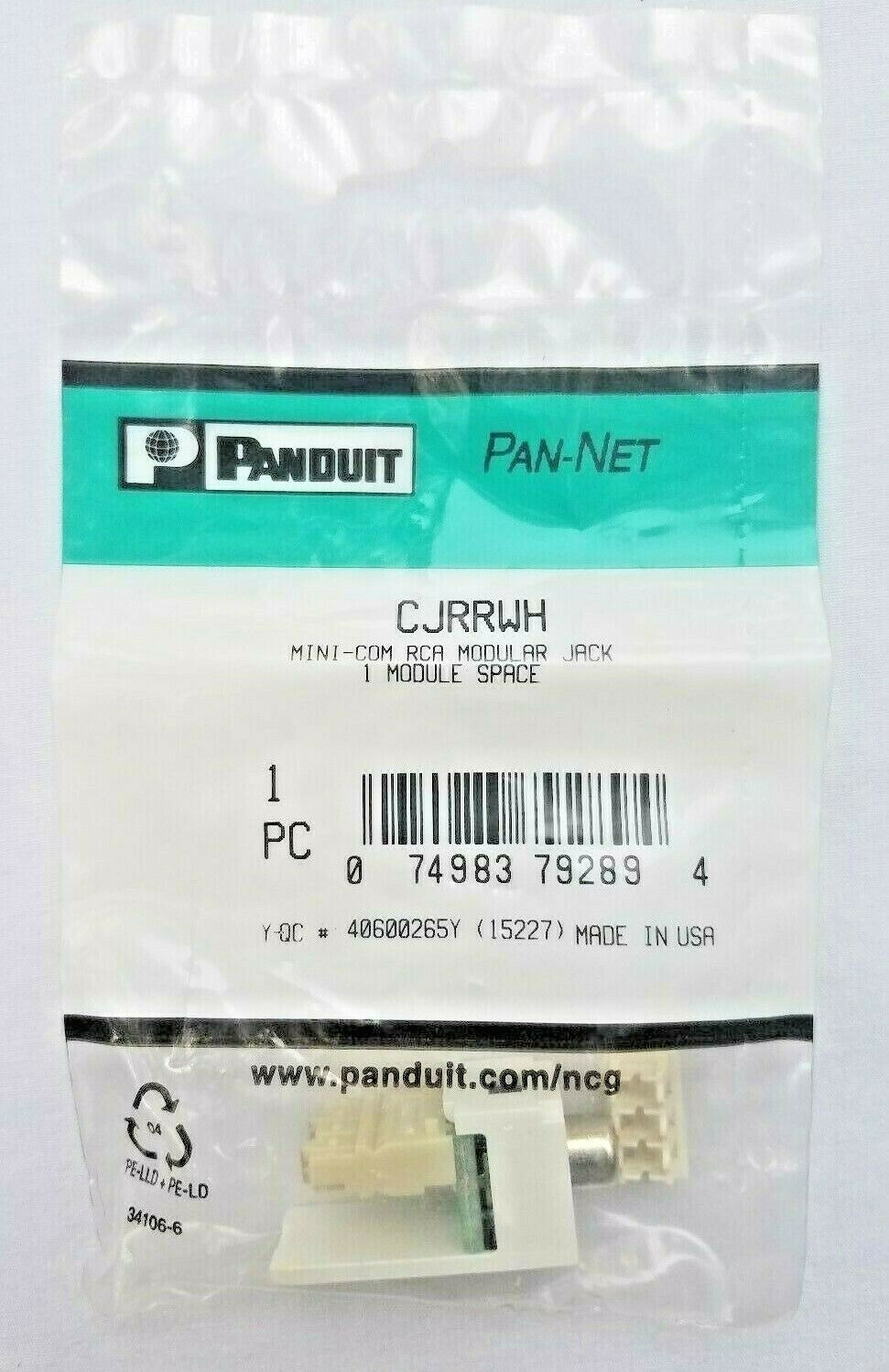 CJRRWH Panduit RCA Punchdown Module Mini-Com White with Red Insert
