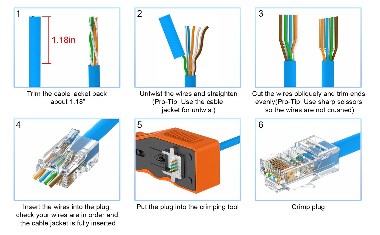 RJ45 Connector Pass Through Cat5E Modular Plug Network Adapter Cable 50 PCS