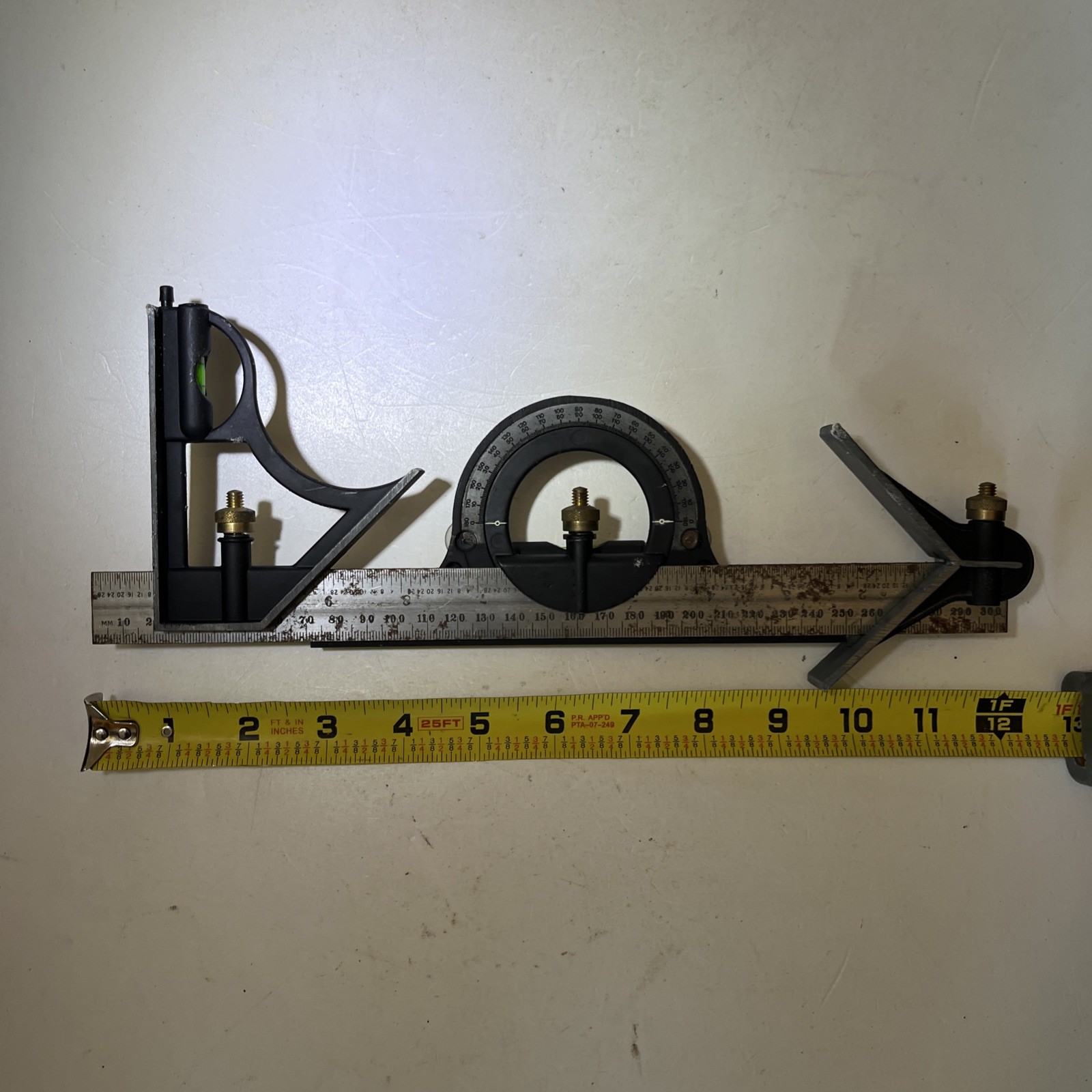 Vintage Adjustable Bevel Protractor Angle Finder Sliding Bevel W/Protractor Head