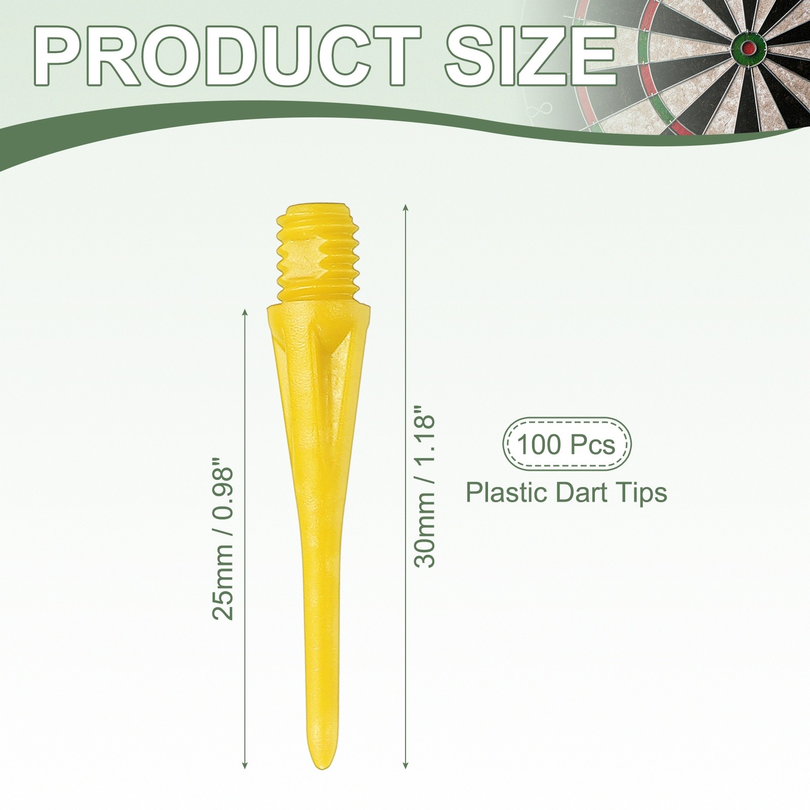 Plastic Dart Tips, 2BA Thread Soft Tip Dart Accessories 100 Pack & Yellow