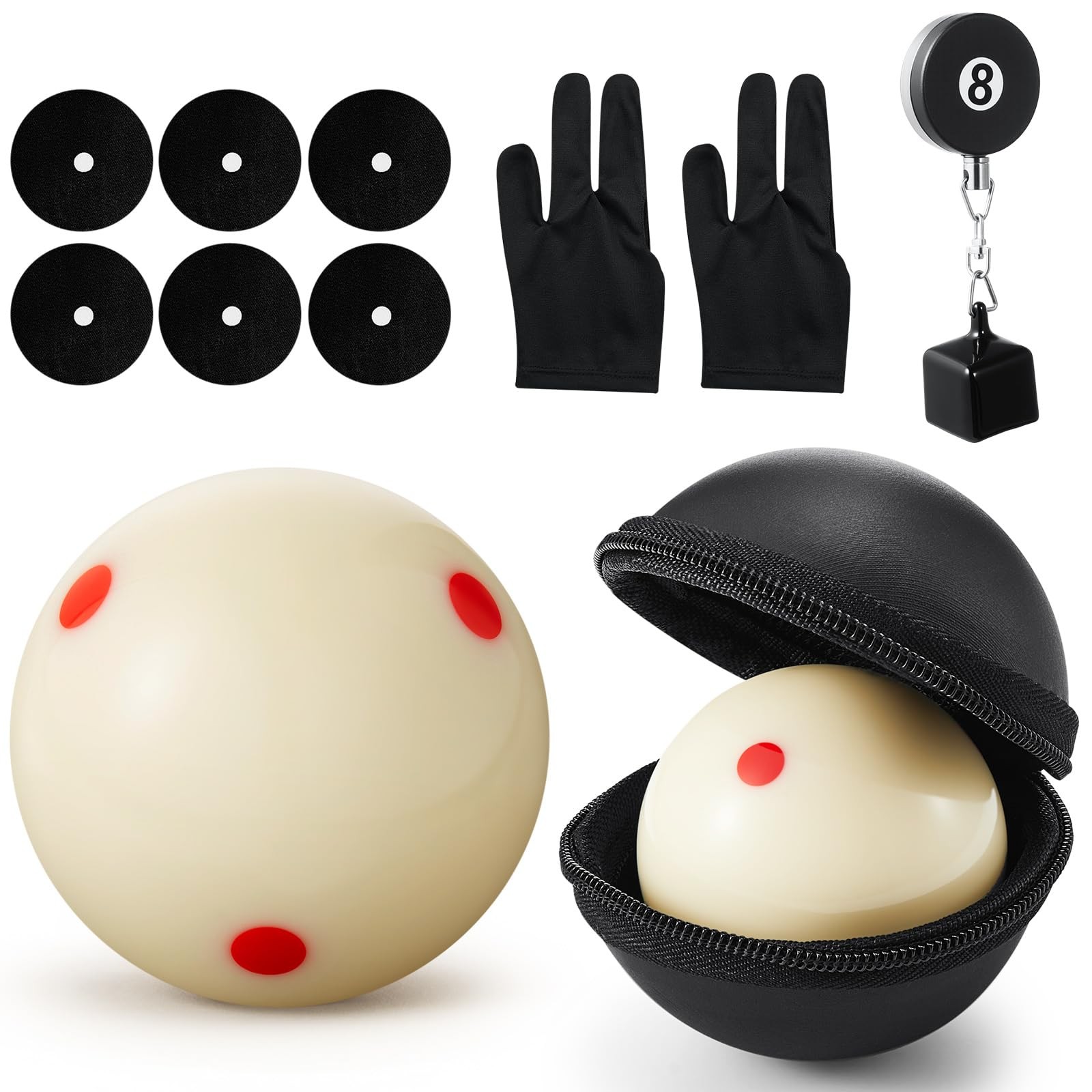 Lunmon Billiards Cue Ball 2-1/4" Practice Training 2.25", black and red