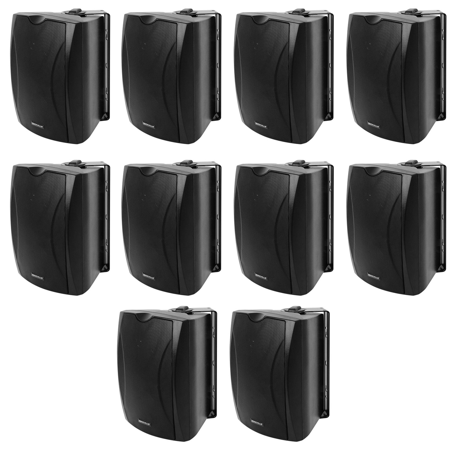 (10) Rockville WET-5B 70V 5.25" Black Commercial Indoor/Outdoor Wall Speakers