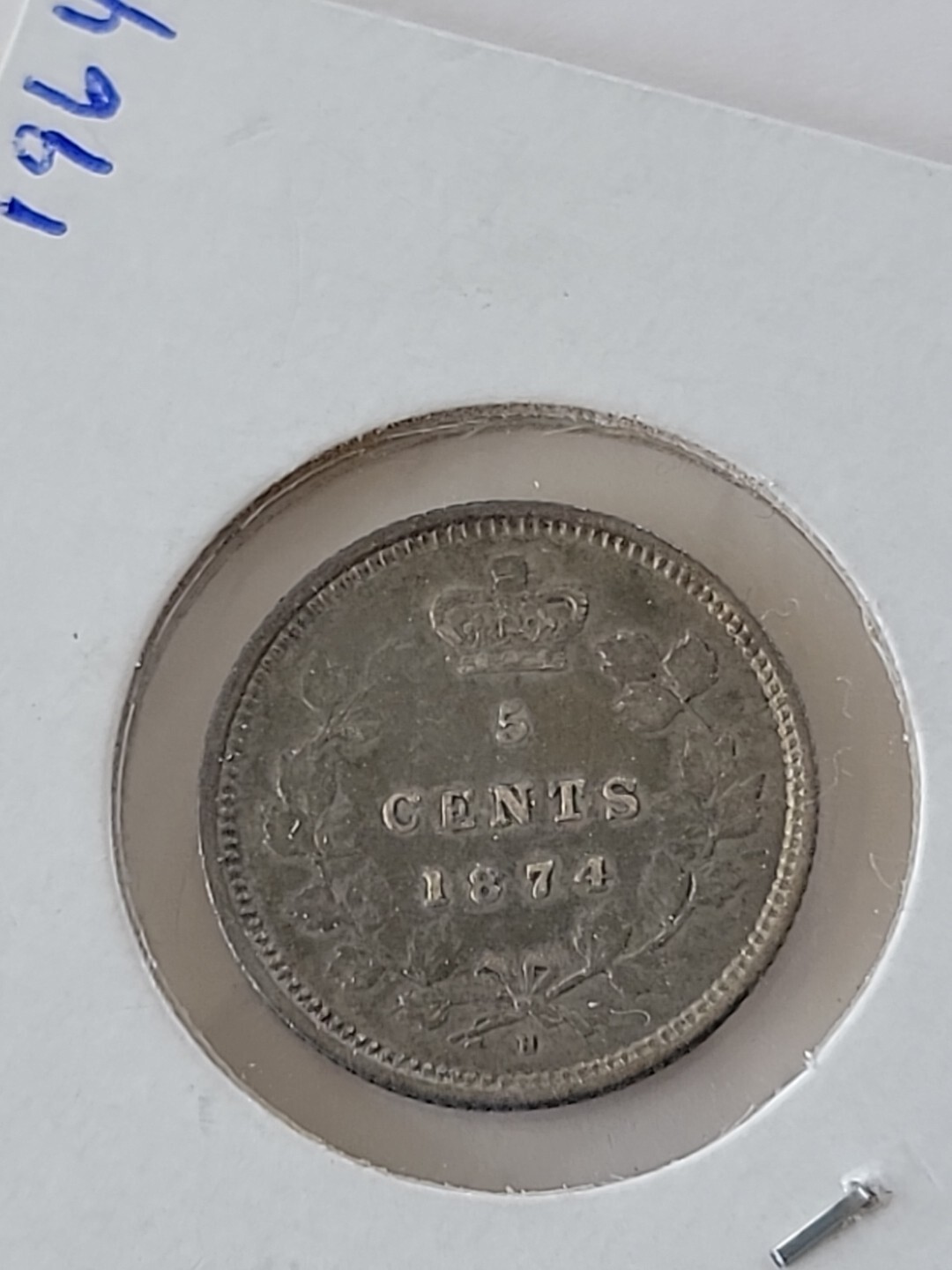 Canada 1874-H Silver 5 Cents 1964
