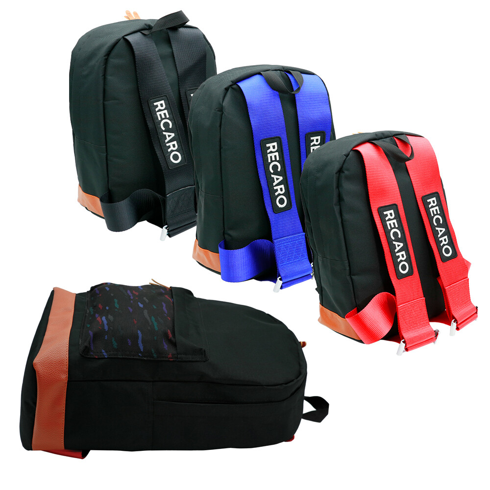 Recaro JDM Style Fabric Backpack Racing Seat Belt Harness Shoulders Bag