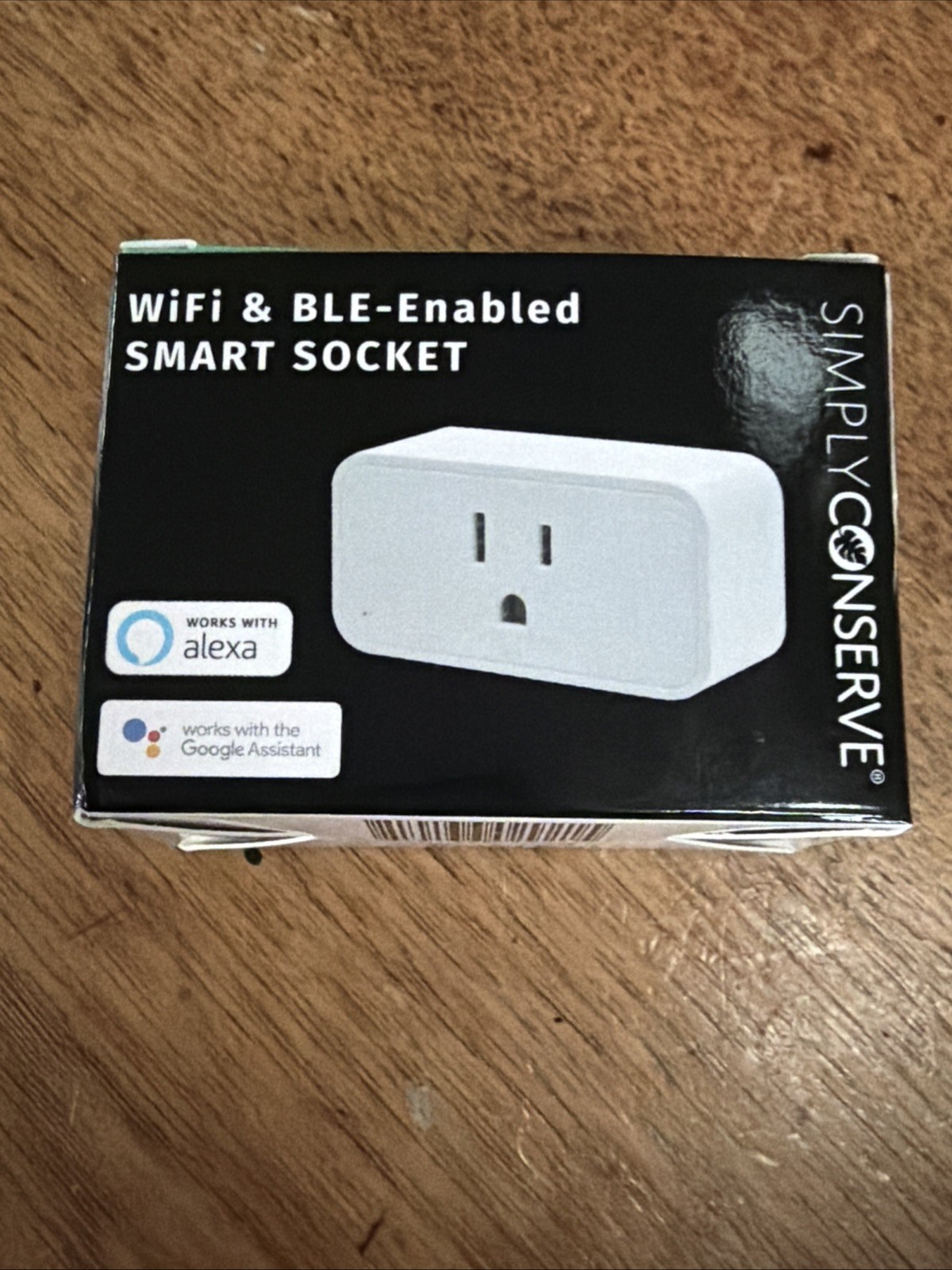 NIB Simply Conserve WiFi & BLE Enabled Smart Socket Works w/Alexa & Google