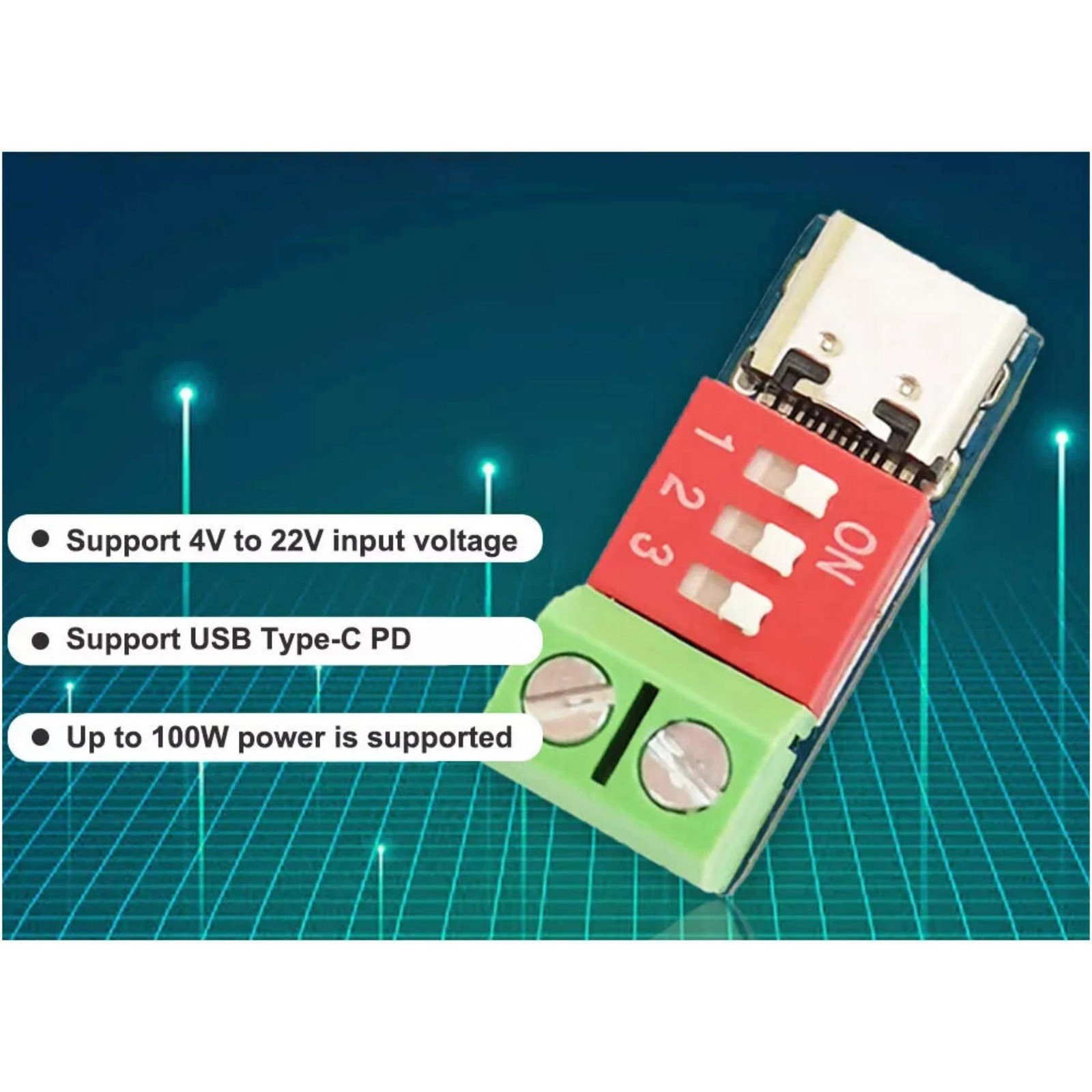 USB-C PD Trigger Module 10pcs Set Adjustable Output 20V Max Fast Charge PD3.0