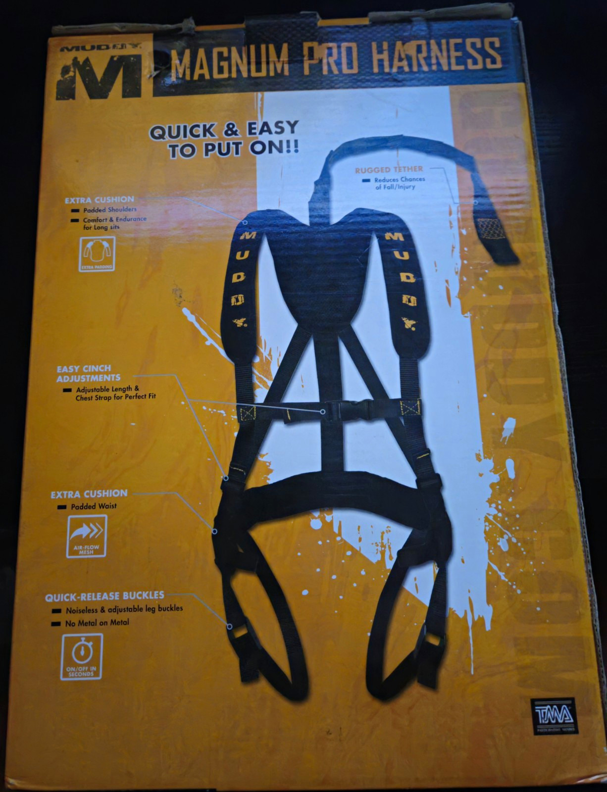 Muddy Magnum Pro Safety Harness Adjustable Quick-Release w/Tree Strap Black