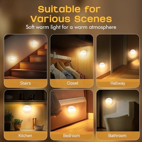 Motion Sensor Stair Light for Indoor, Battery Operated Closet Lights, 3 Pack